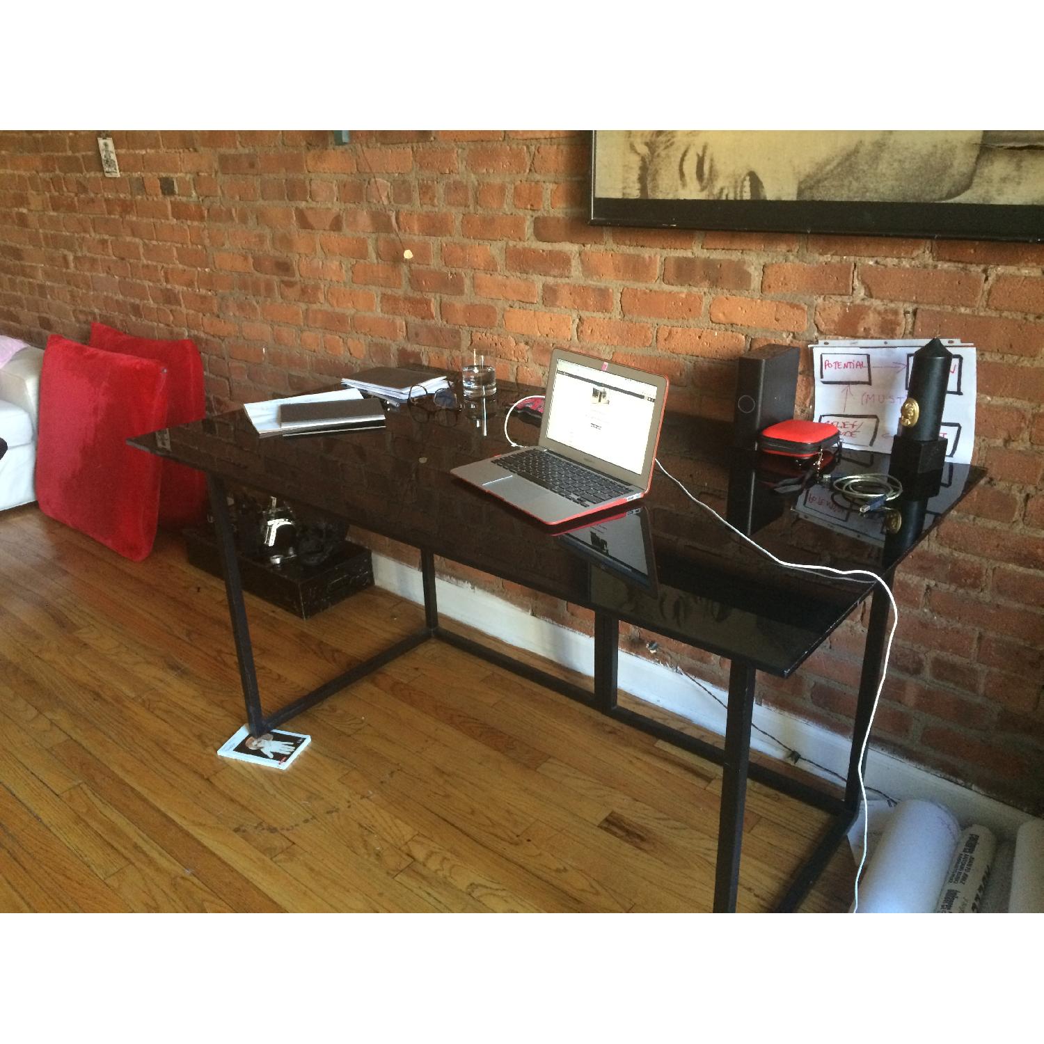 Black Glass Top Desk AptDeco