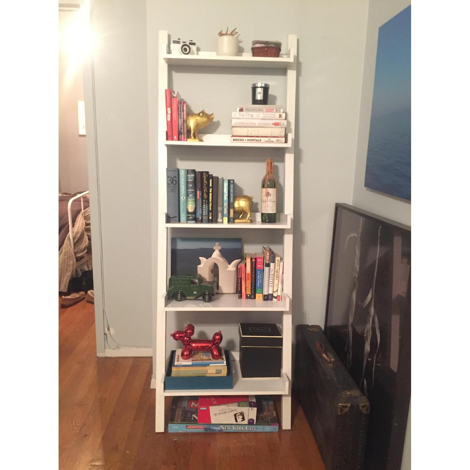 Container Store White Ladder Bookcase - AptDeco