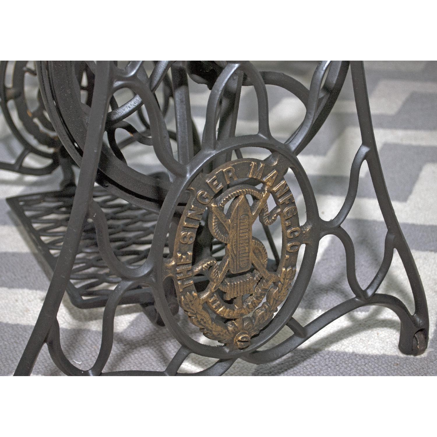 Singer Sewing Machine Base With Glass Top Office Table - image-3