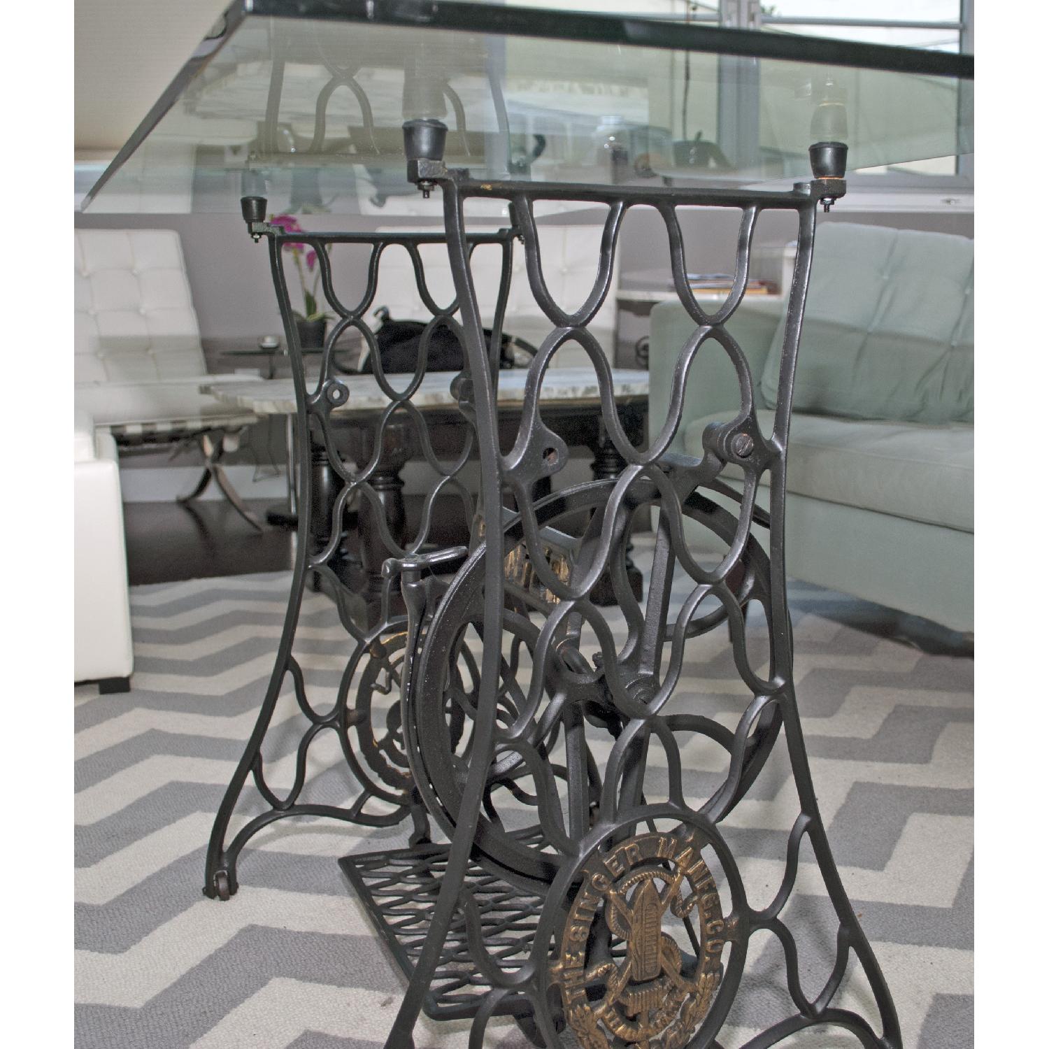 Singer Sewing Machine Base With Glass Top Office Table - image-5