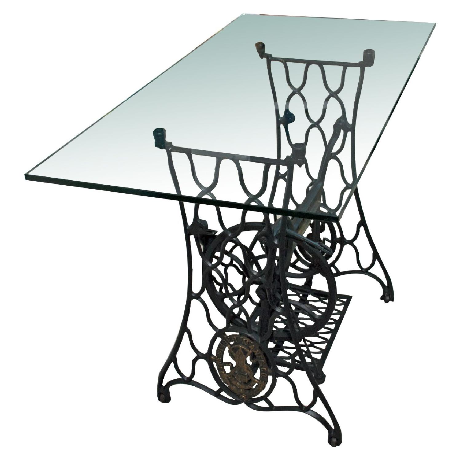 Singer Sewing Machine Base With Glass Top Office Table - image-0