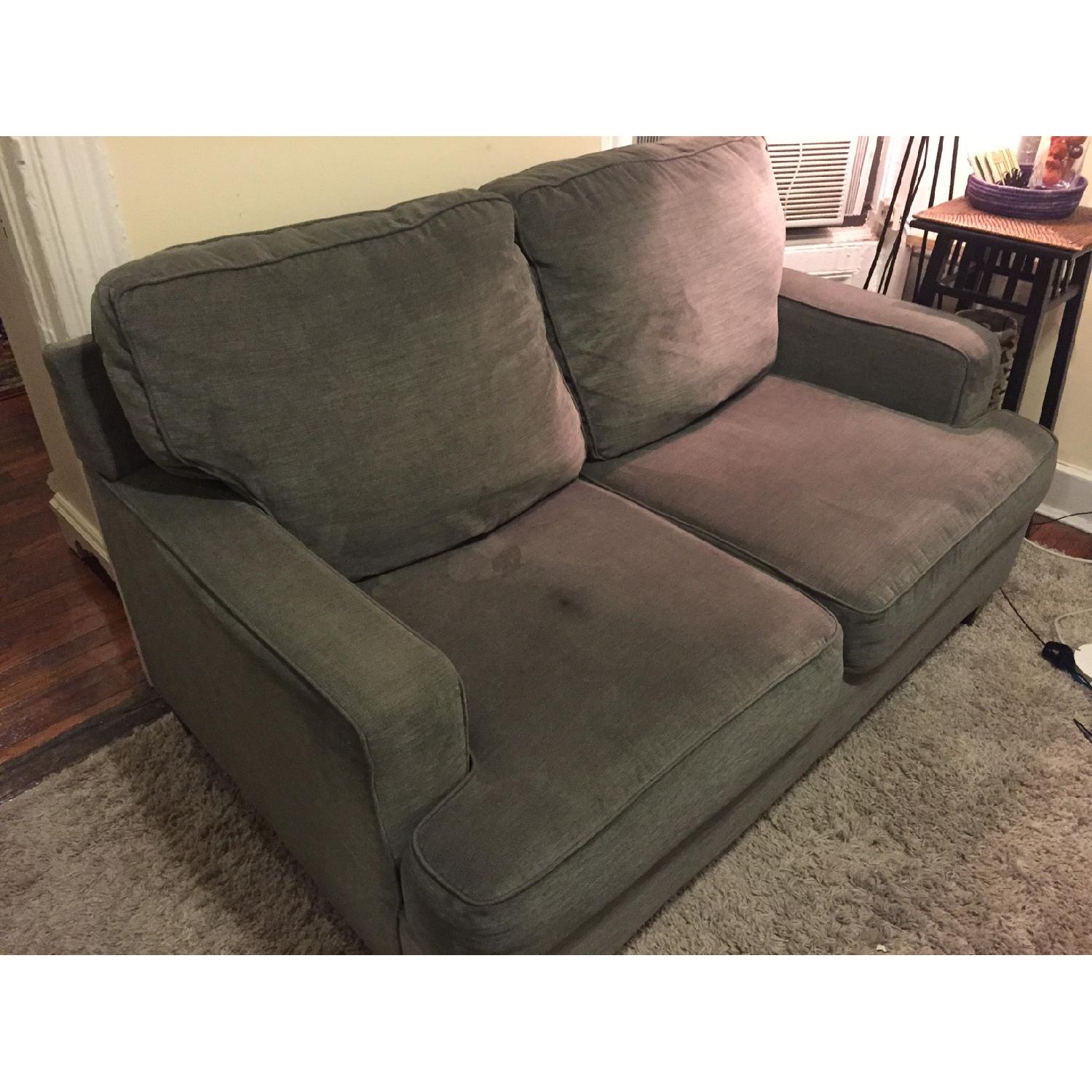 Jordan's Furniture Blue/Grey Microfiber Loveseat - image-2