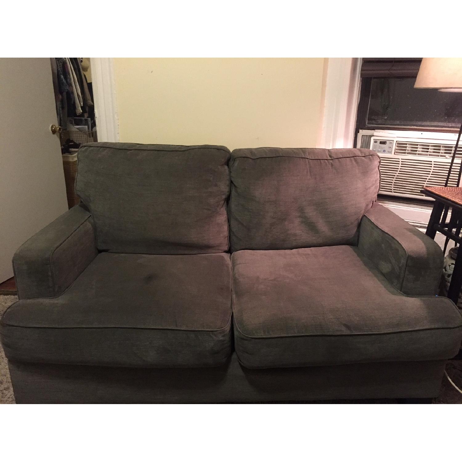 Jordan's Furniture Blue/Grey Microfiber Loveseat - image-5
