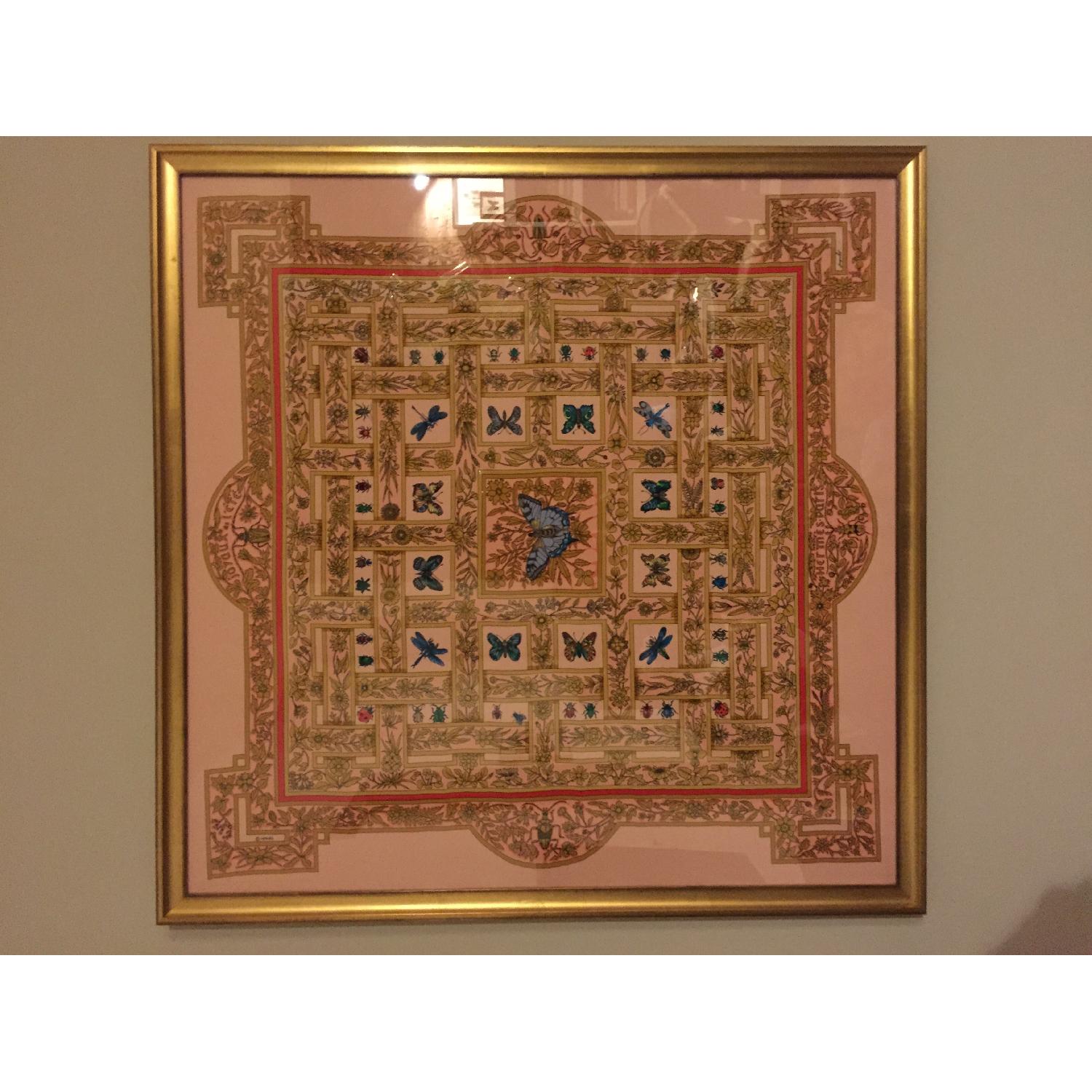Framed Vintage Hermes Scarf - image-1