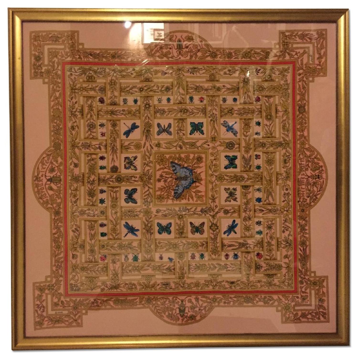 Framed Vintage Hermes Scarf - image-0