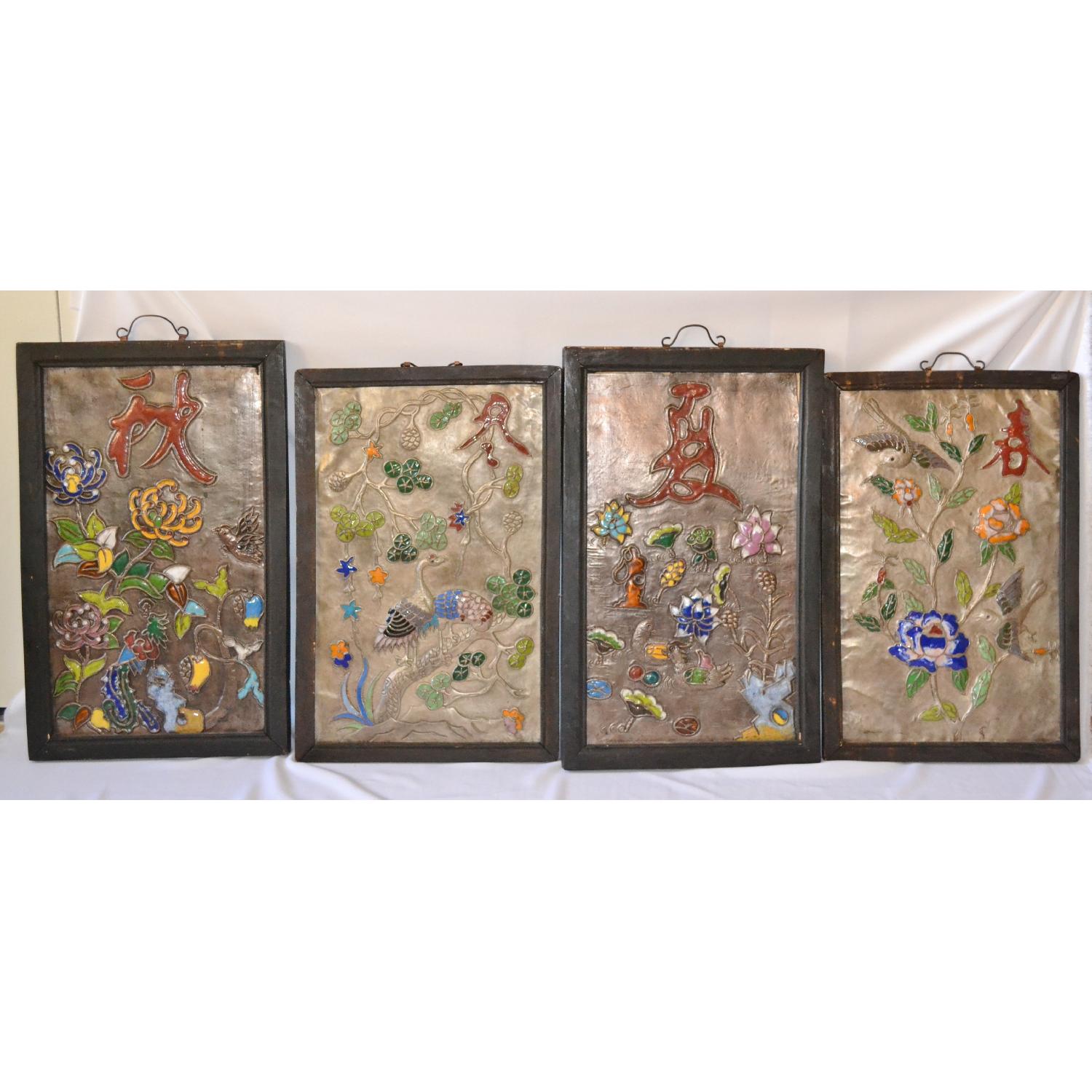 Antique Asian/Chinese Wall Art Paintings - Set of 4 - image-5
