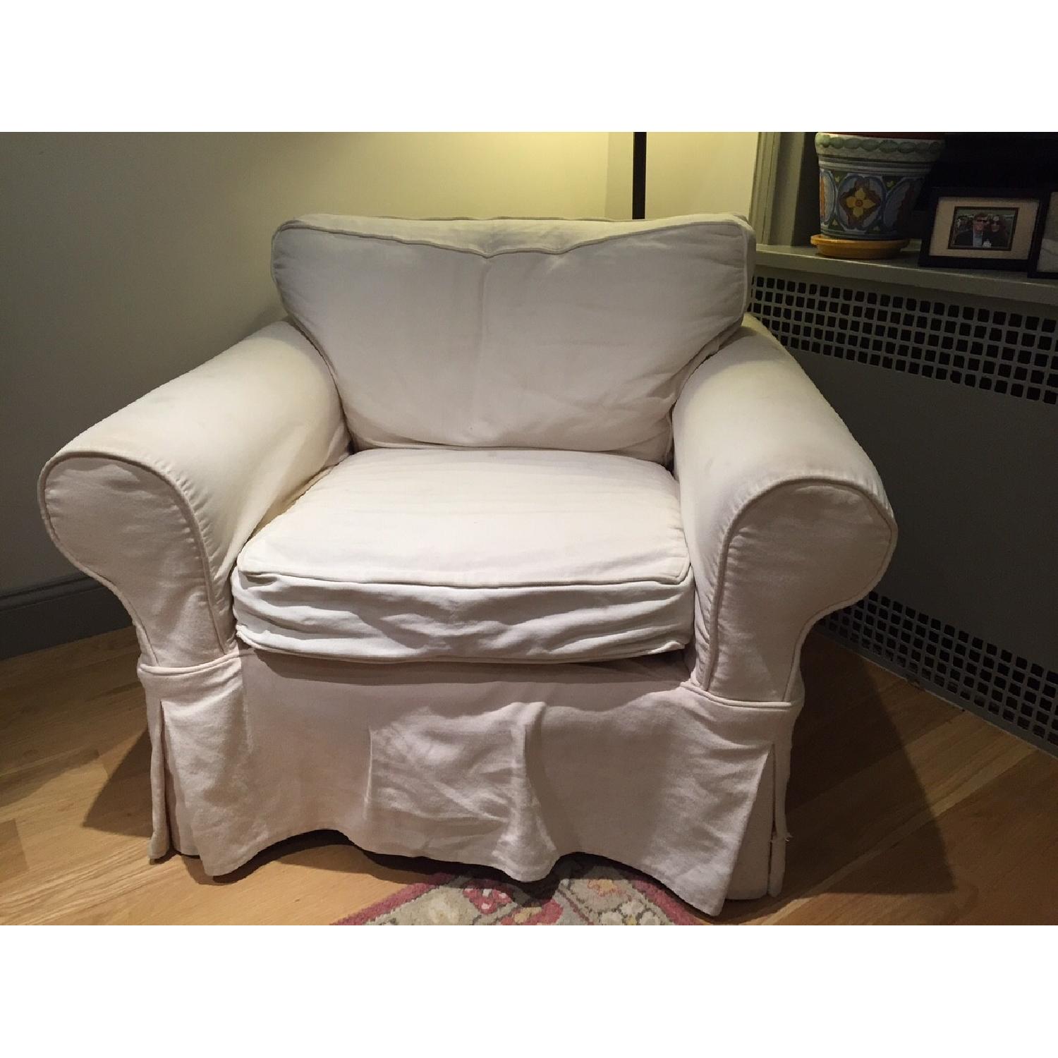 Pottery Barn Slip Covered Arm Chair - image-1