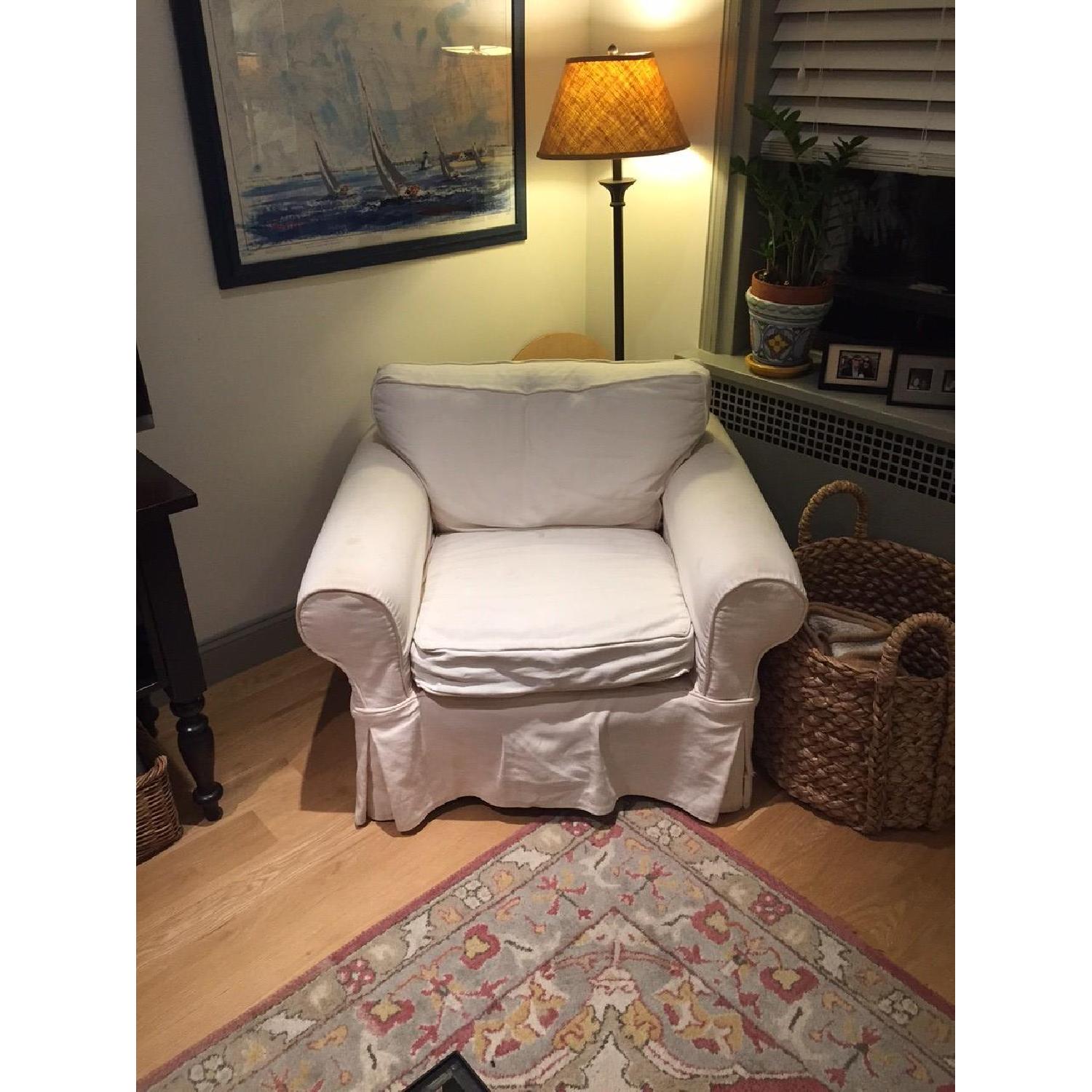 Pottery Barn Slip Covered Arm Chair - image-3