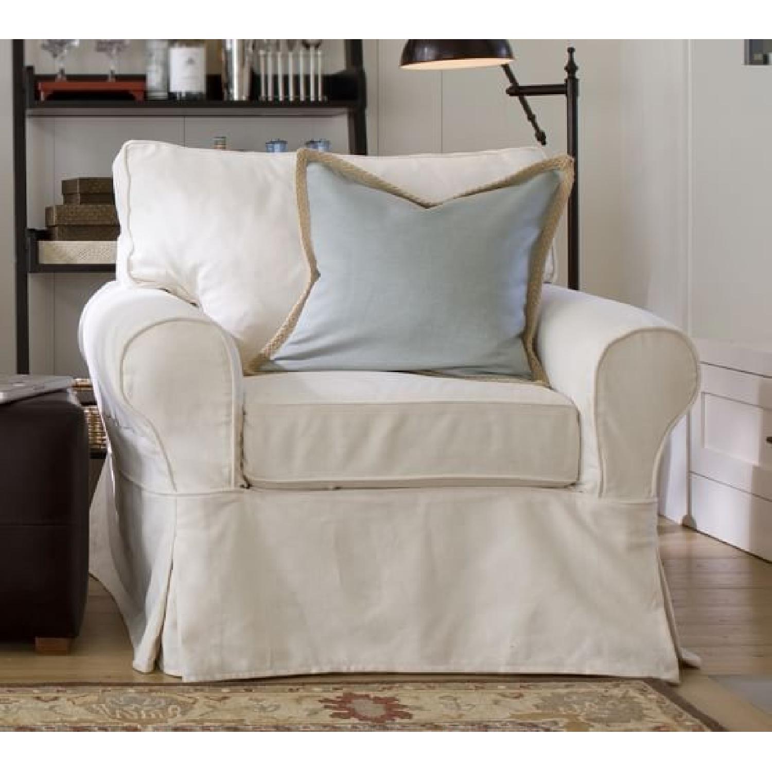 Pottery Barn Slip Covered Arm Chair - image-4