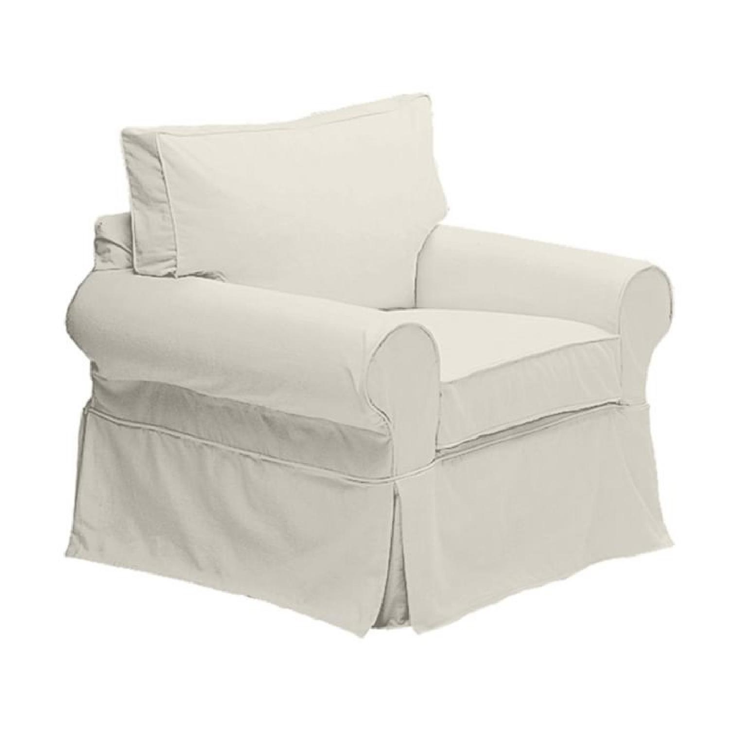 Pottery Barn Slip Covered Arm Chair - image-5