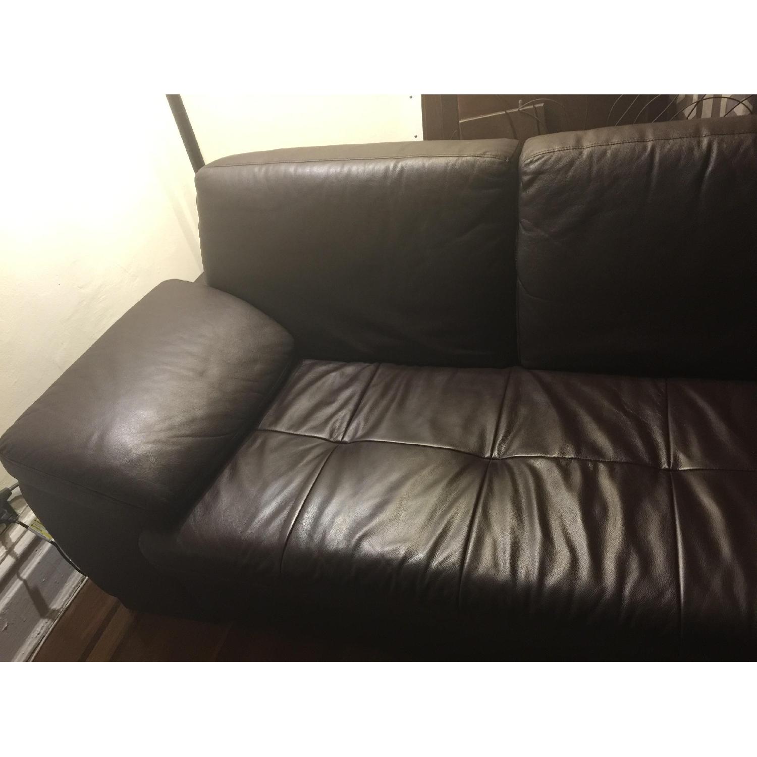 Baxton Studio Diana Dark Brown Leather Sectional Sofa - image-1