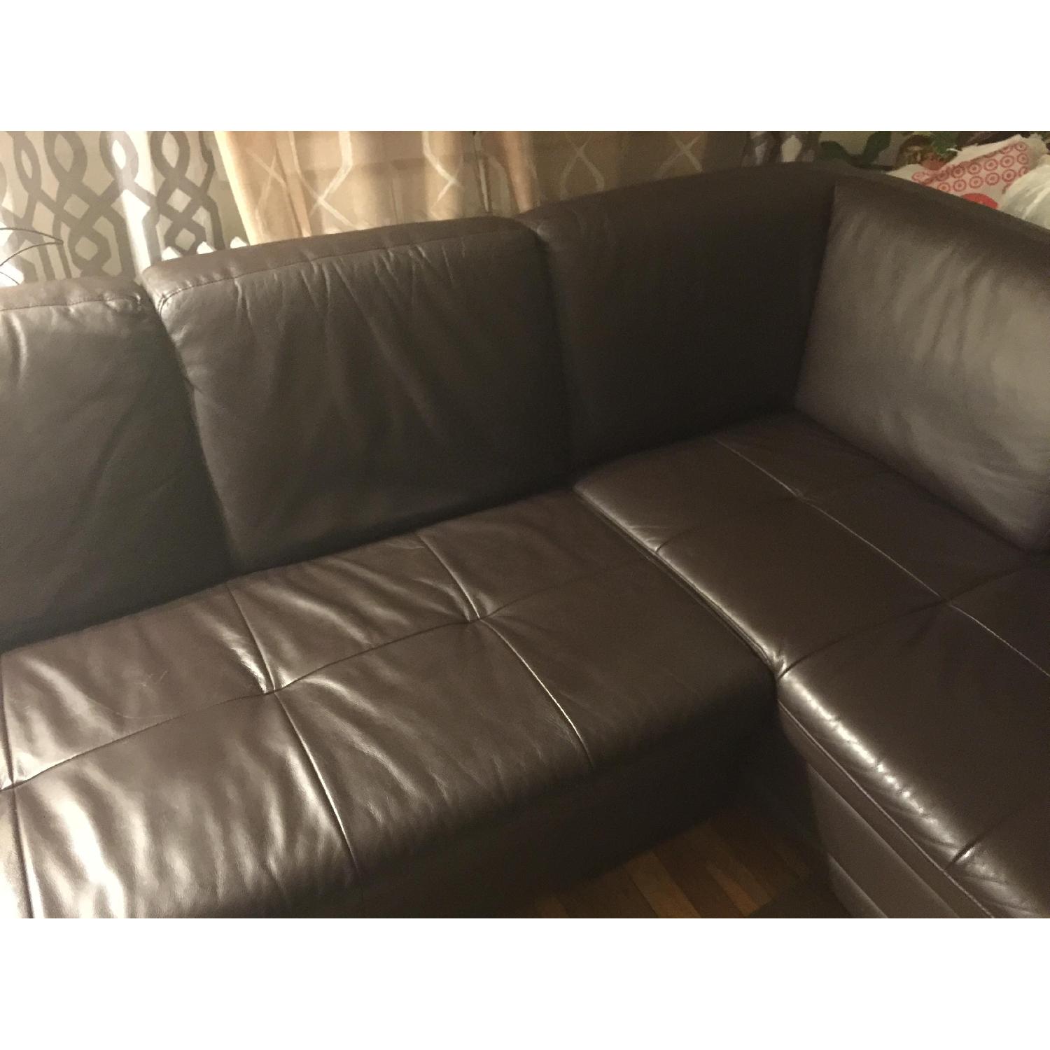 Baxton Studio Diana Dark Brown Leather Sectional Sofa - image-2