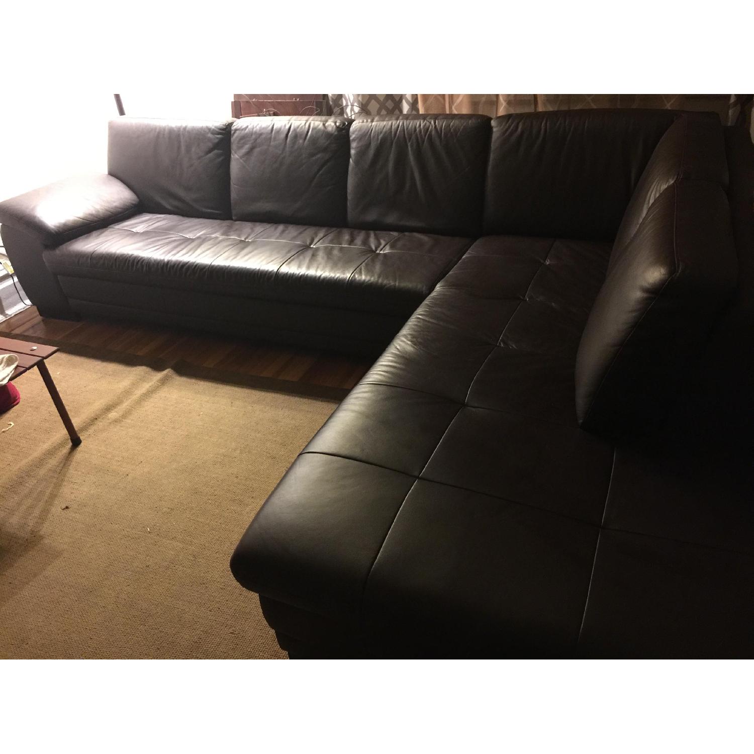 Baxton Studio Diana Dark Brown Leather Sectional Sofa - image-9