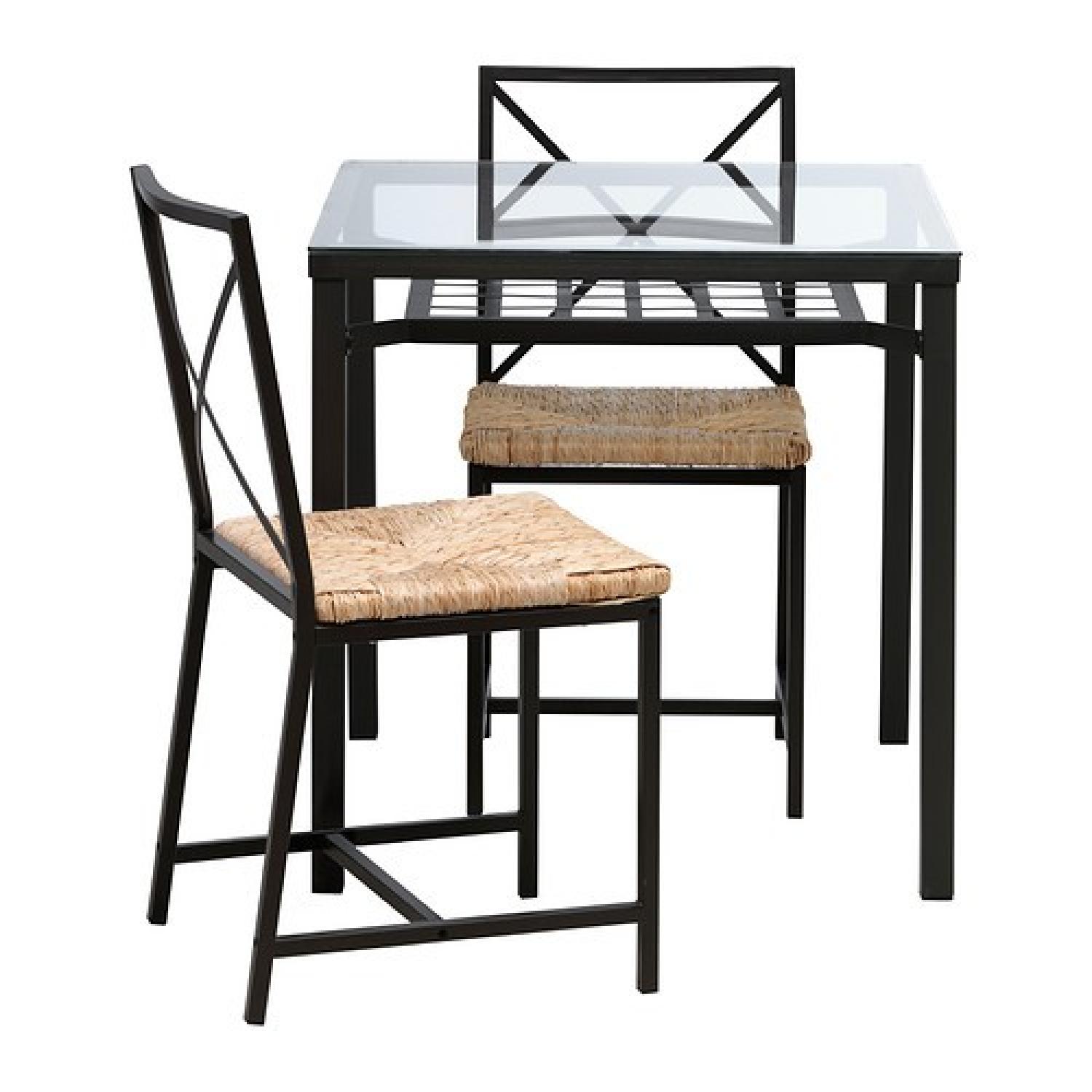 472　IKEA GRANAS テーブル&チェア Ikea Granas Black Glass & Metal Table w/ 4 Chairs - AptDeco