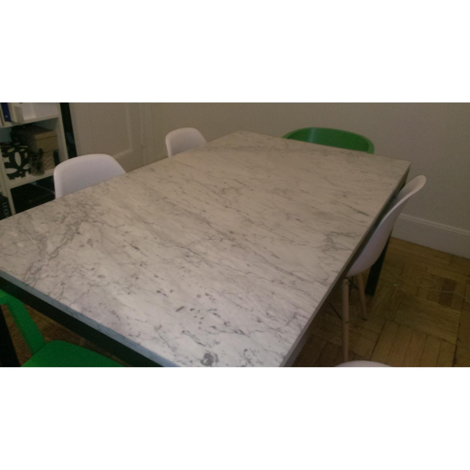Crate & Barrel Marbe Top/Black Steel Base Dining Table - image-5