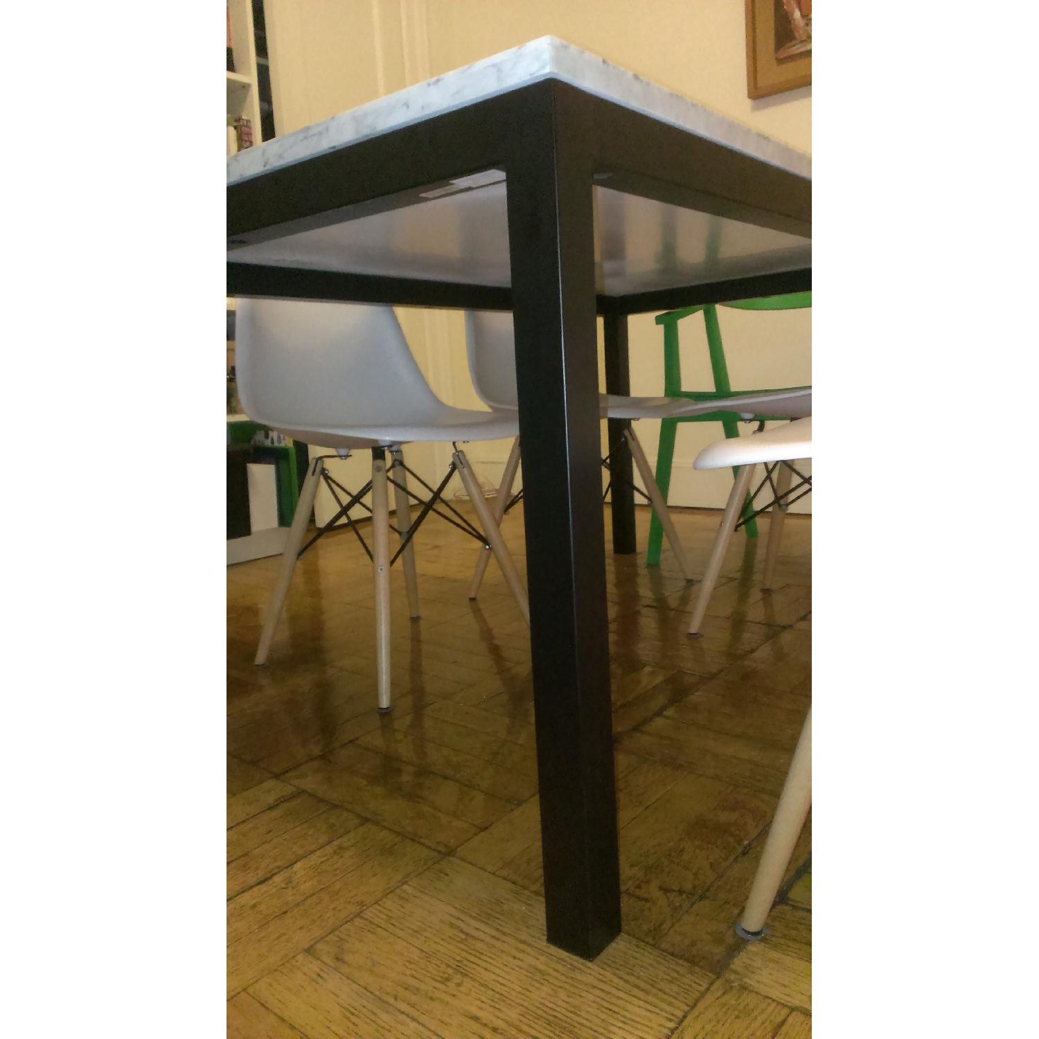 Crate & Barrel Marbe Top/Black Steel Base Dining Table - image-6