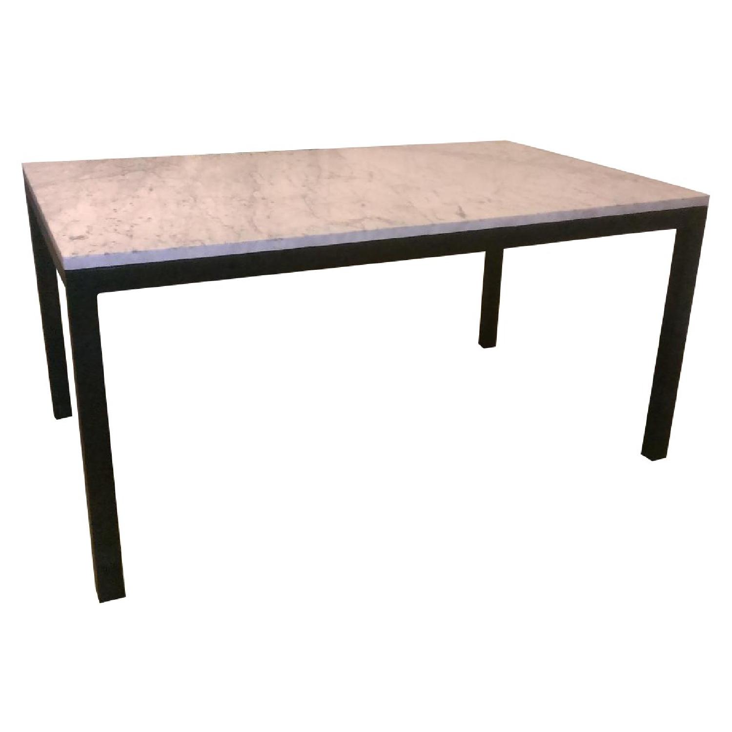 Crate & Barrel Marbe Top/Black Steel Base Dining Table - image-0