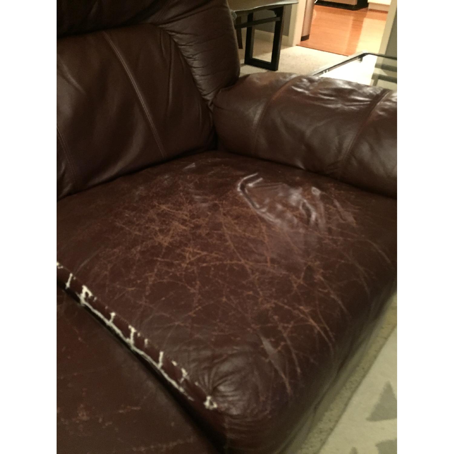 Maroon Leather Couch + Loveseat - image-3