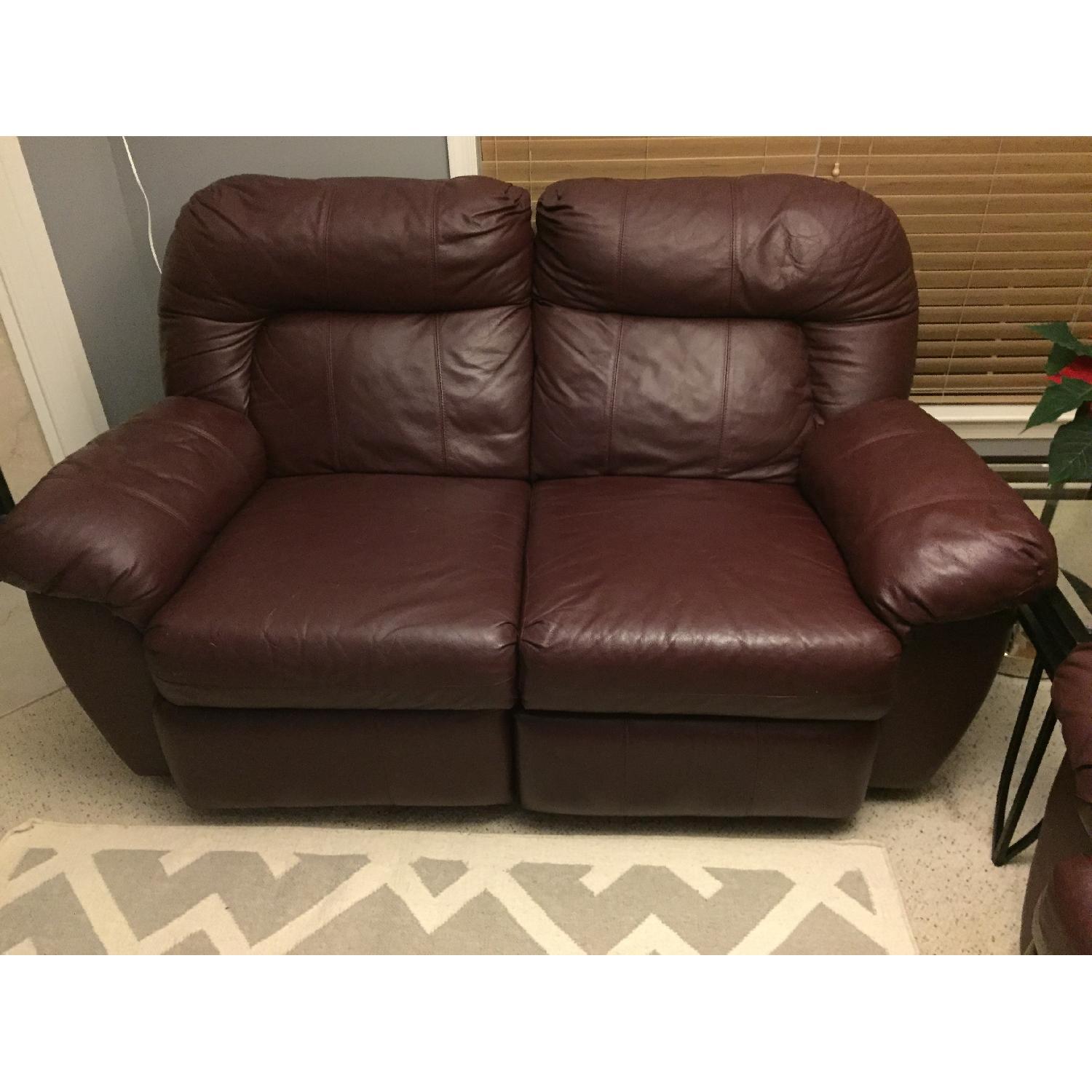 Maroon Leather Couch + Loveseat - image-5