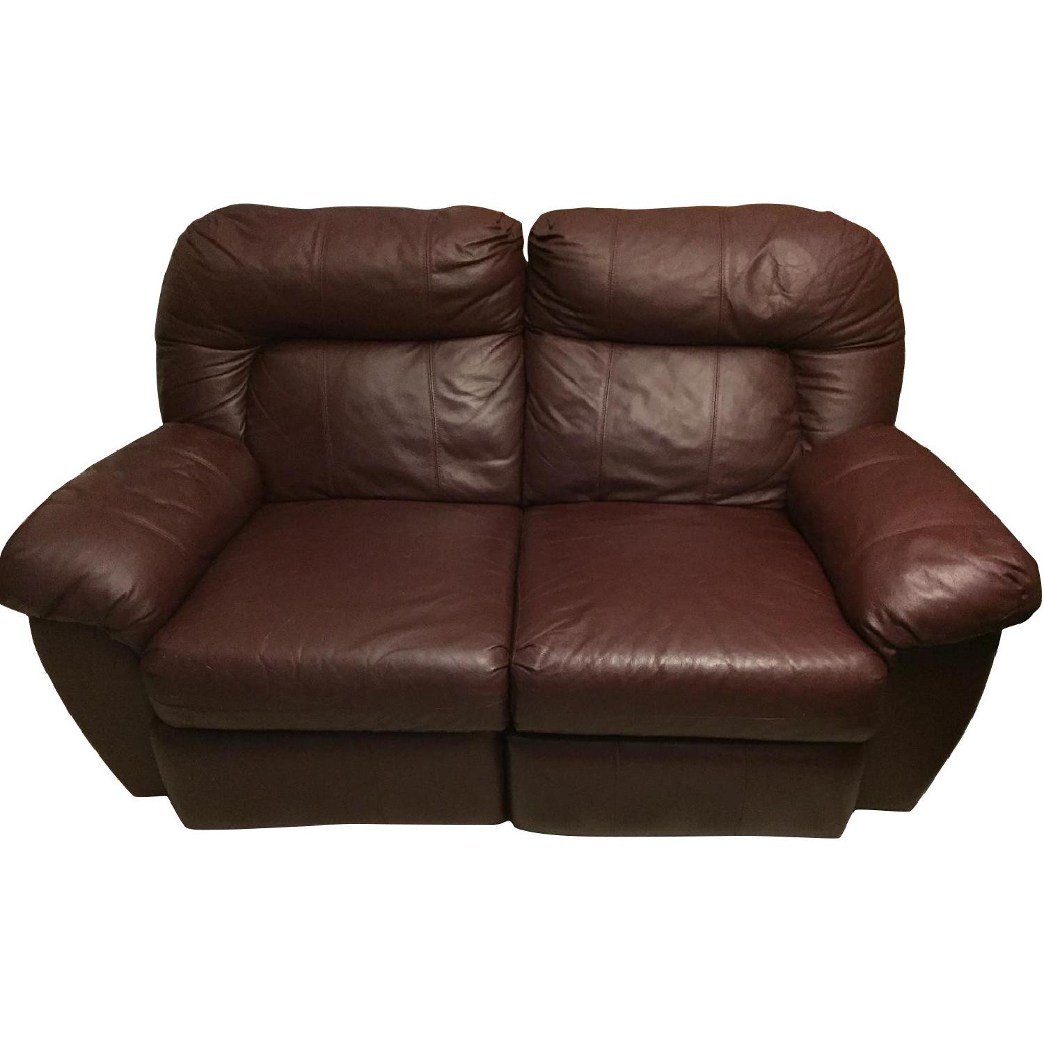 Maroon Leather Couch + Loveseat - image-6