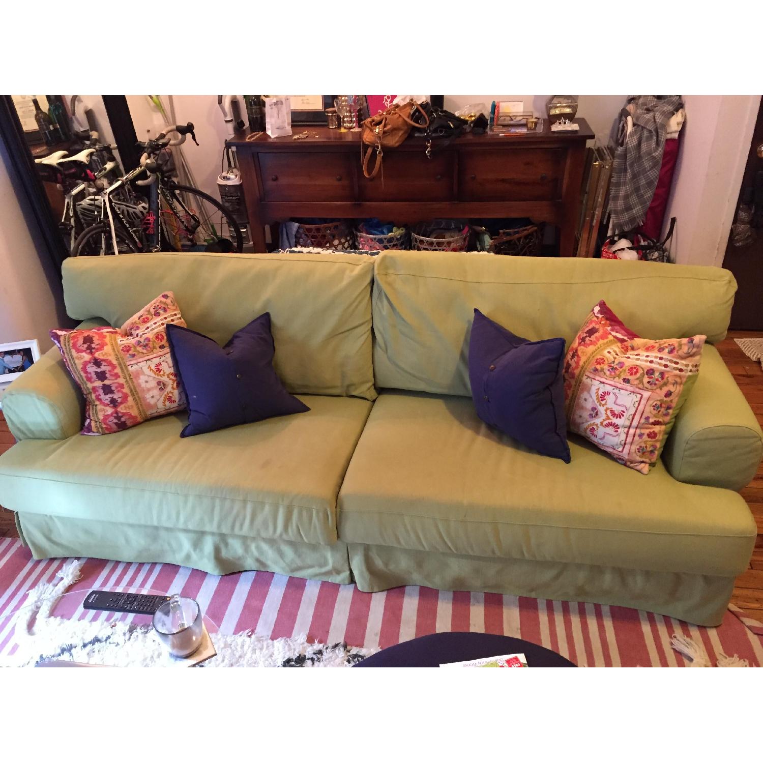 Ikea Slipcover Hovas Green Sofa - image-1