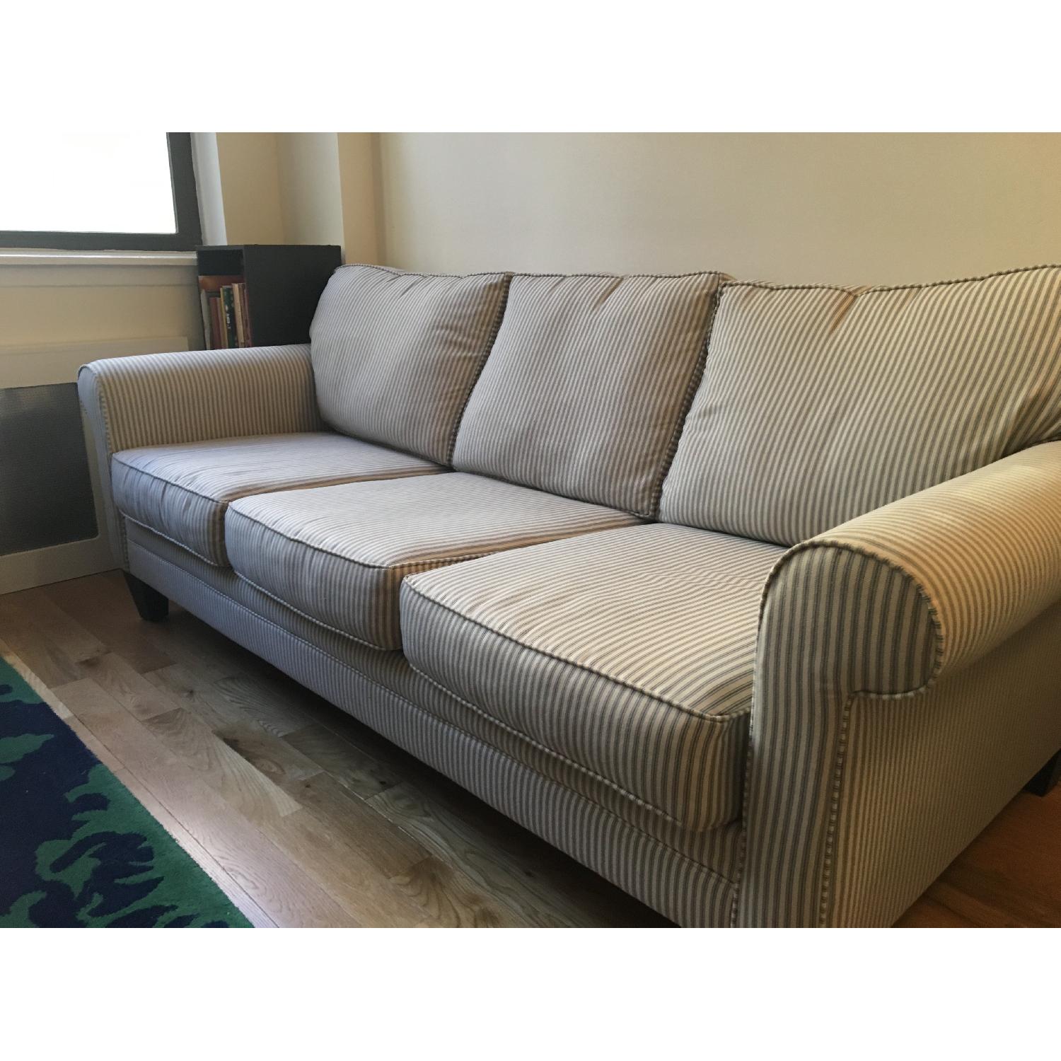 Raymour & Flanigan Blue & White Stripe Couch - image-2