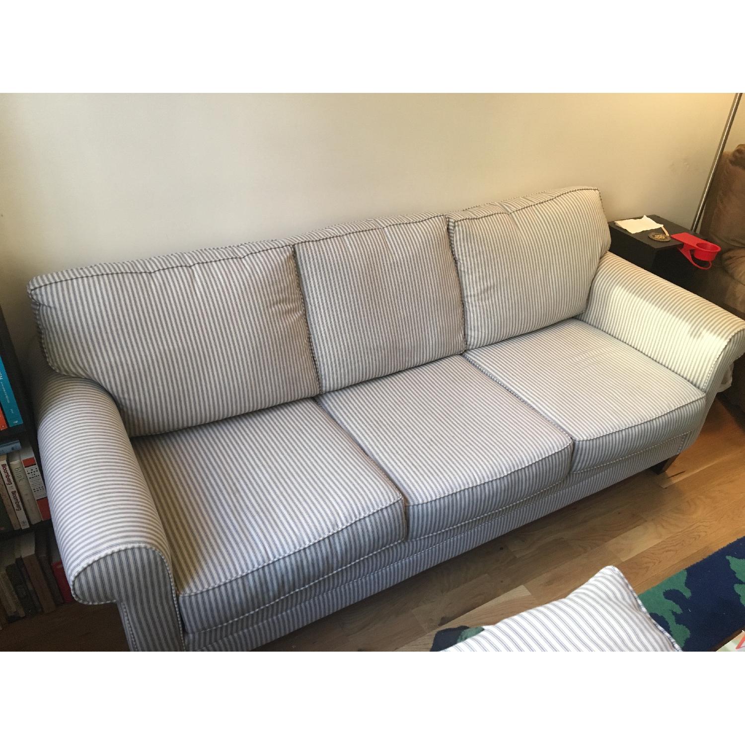 Raymour & Flanigan Blue & White Stripe Couch - image-3