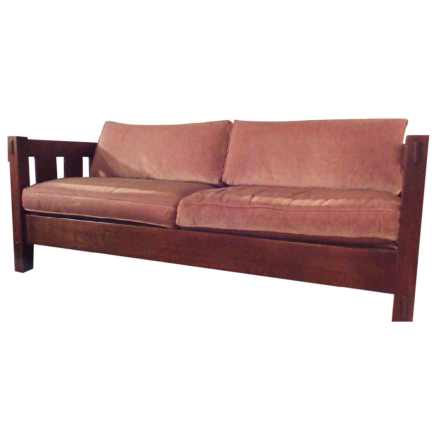 Stickley Mission Oak Settle Sofa - image-0
