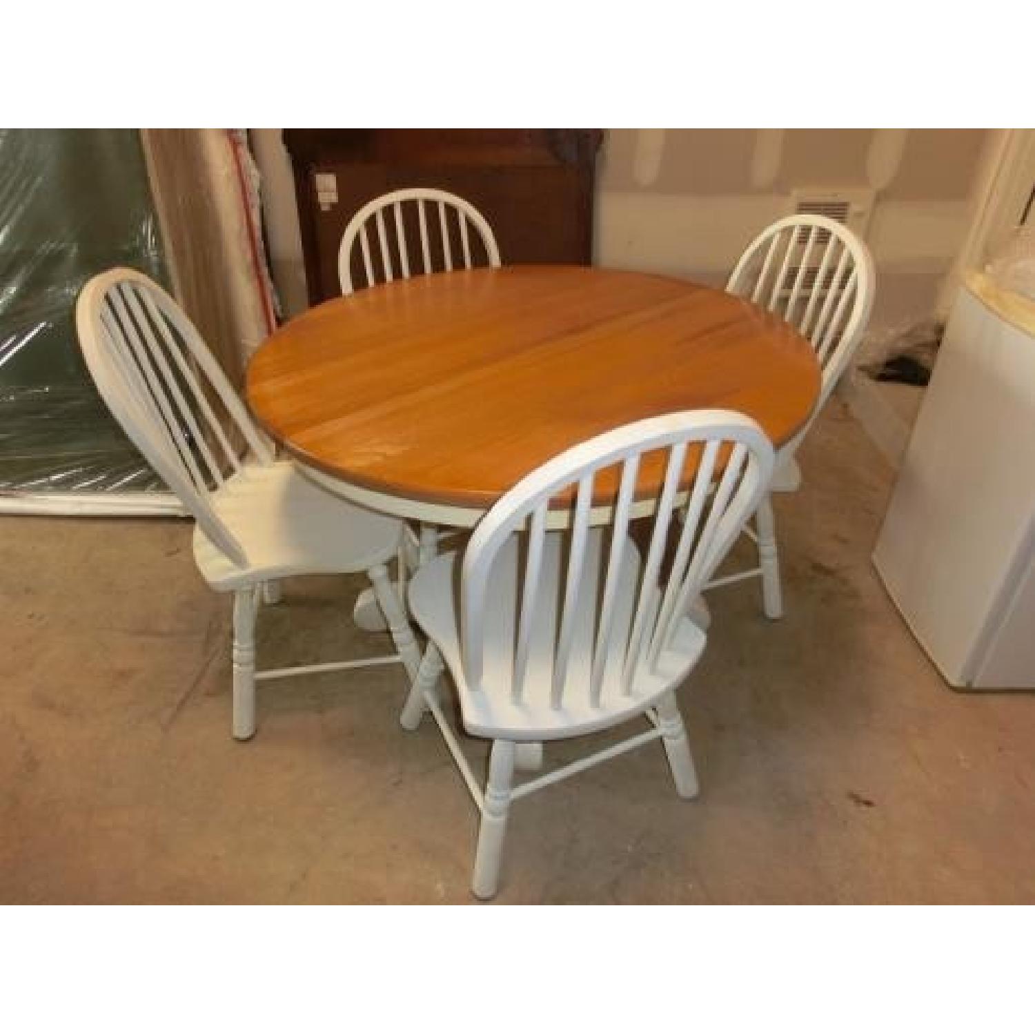 Antique Round Kitchen Table w/ 4 Chairs - image-1