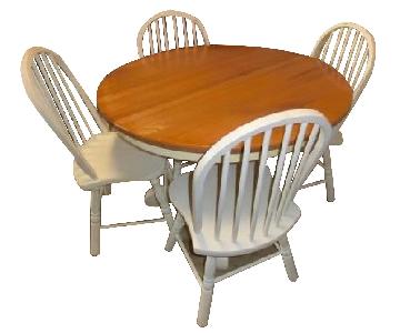 Antique Round Kitchen Table w/ 4 Chairs - AptDeco