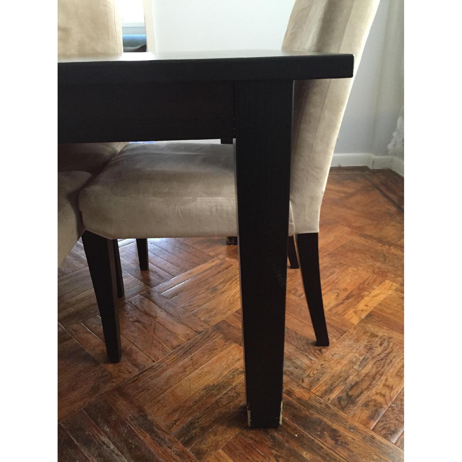 Ikea Solid Wood Table w/ 6 Ivory Microfiber Dining Chairs - image-2