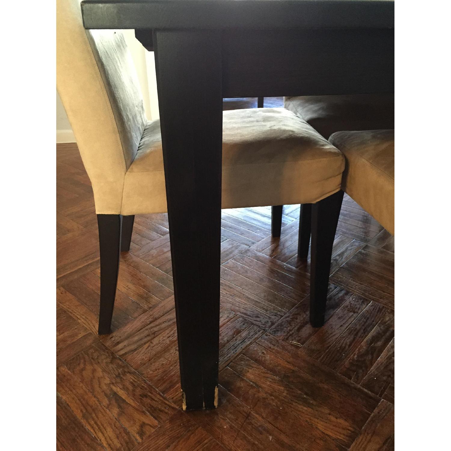 Ikea Solid Wood Table w/ 6 Ivory Microfiber Dining Chairs - image-3