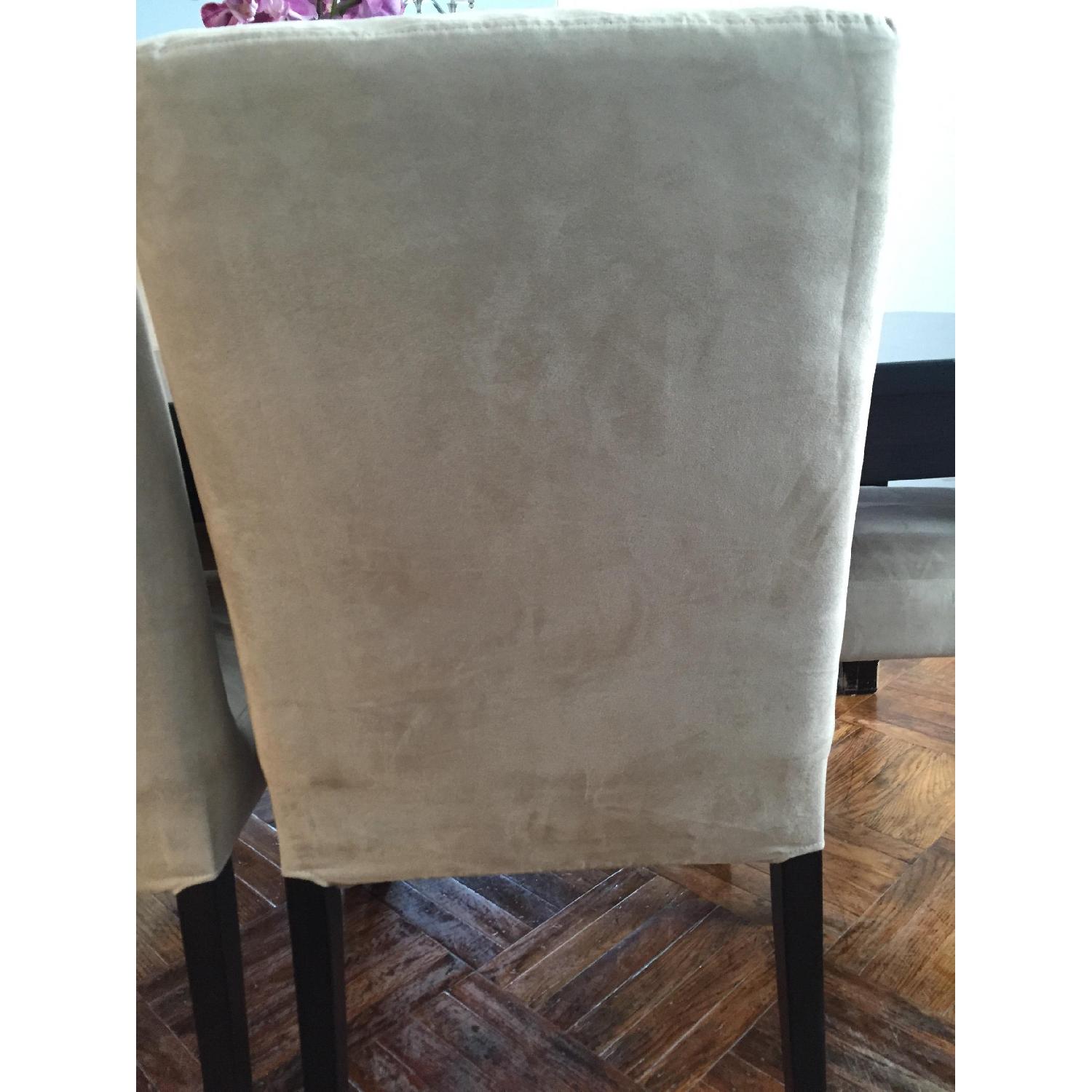 Ikea Solid Wood Table w/ 6 Ivory Microfiber Dining Chairs - image-5