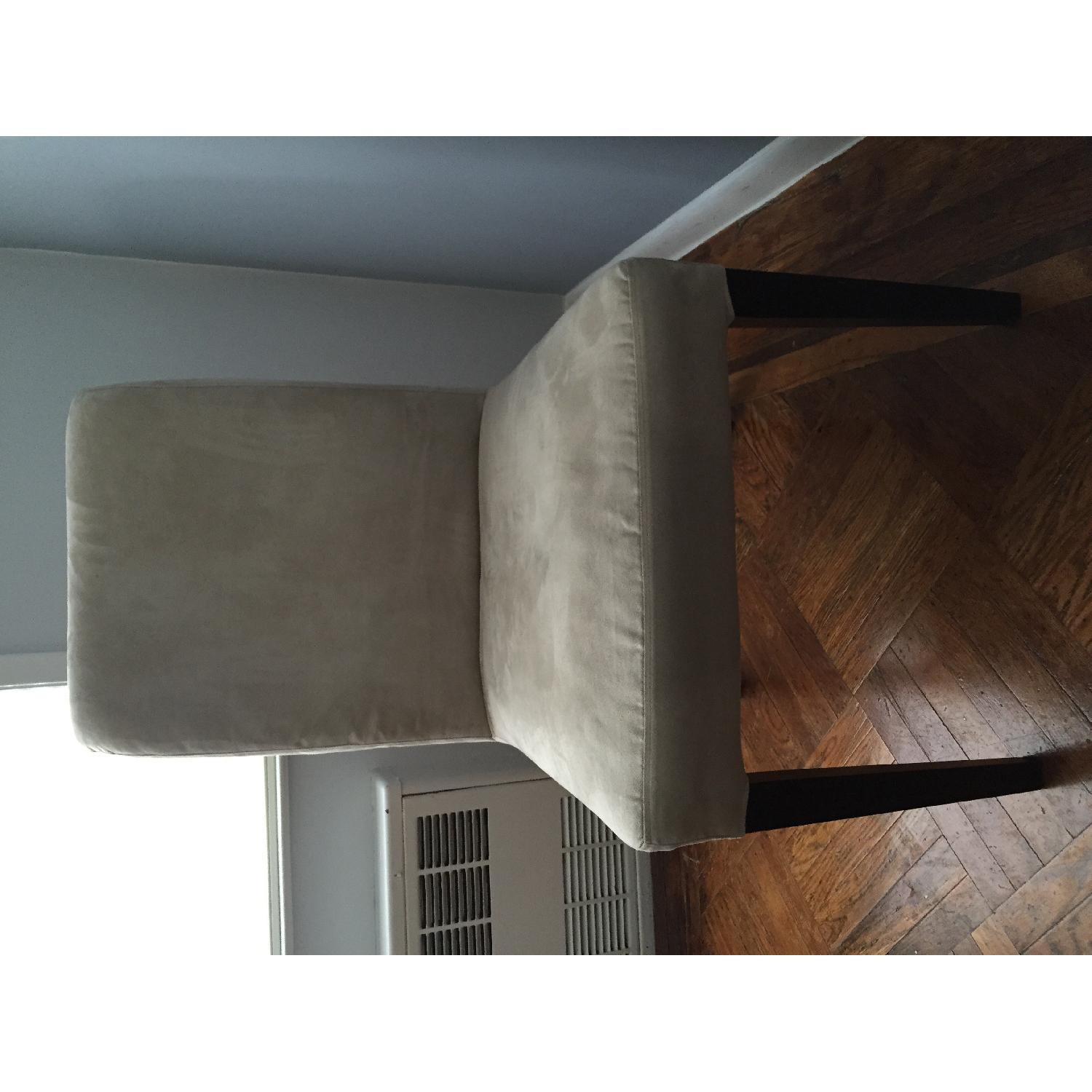 Ikea Solid Wood Table w/ 6 Ivory Microfiber Dining Chairs - image-12