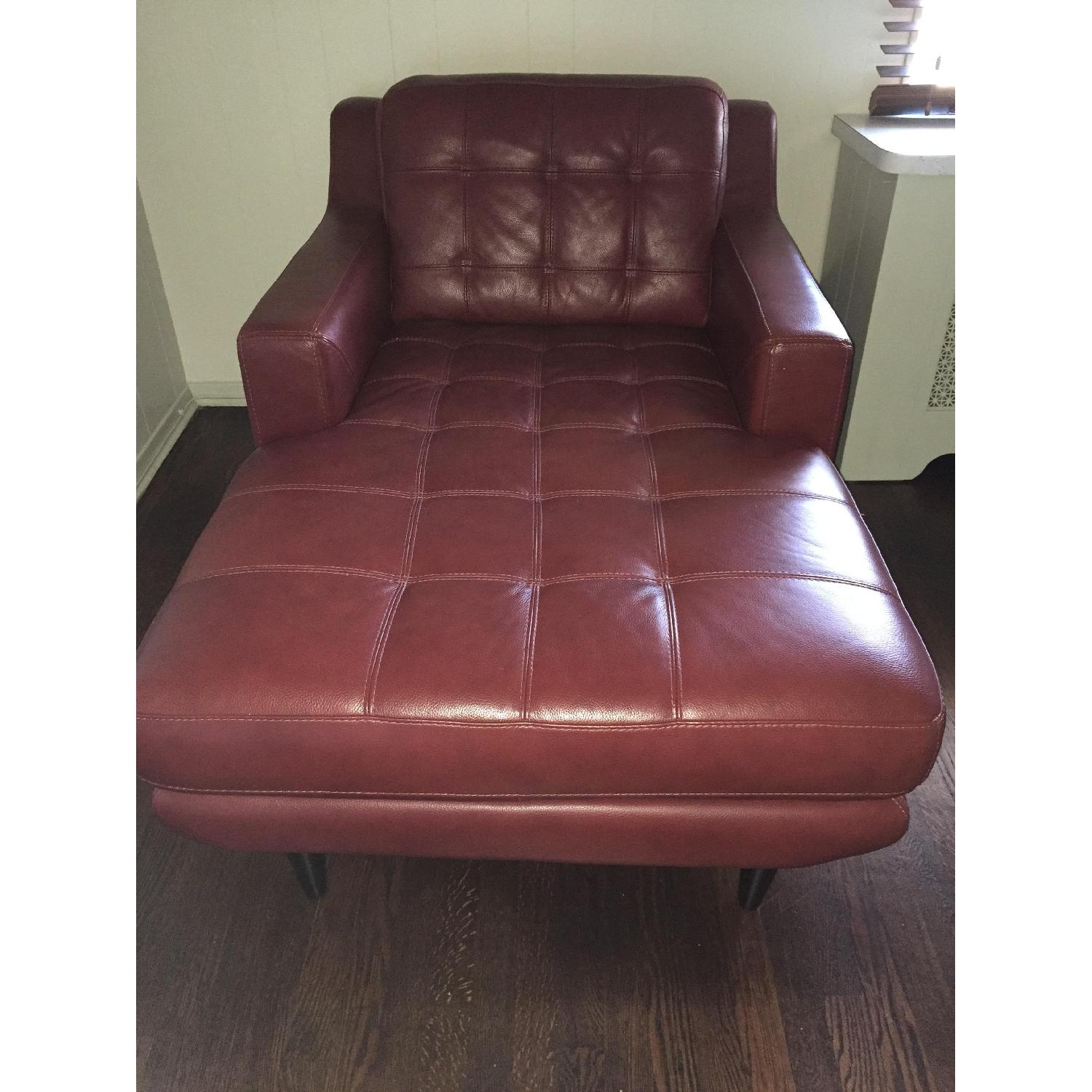 Haverty's Metropolis Leather Chaise - image-1