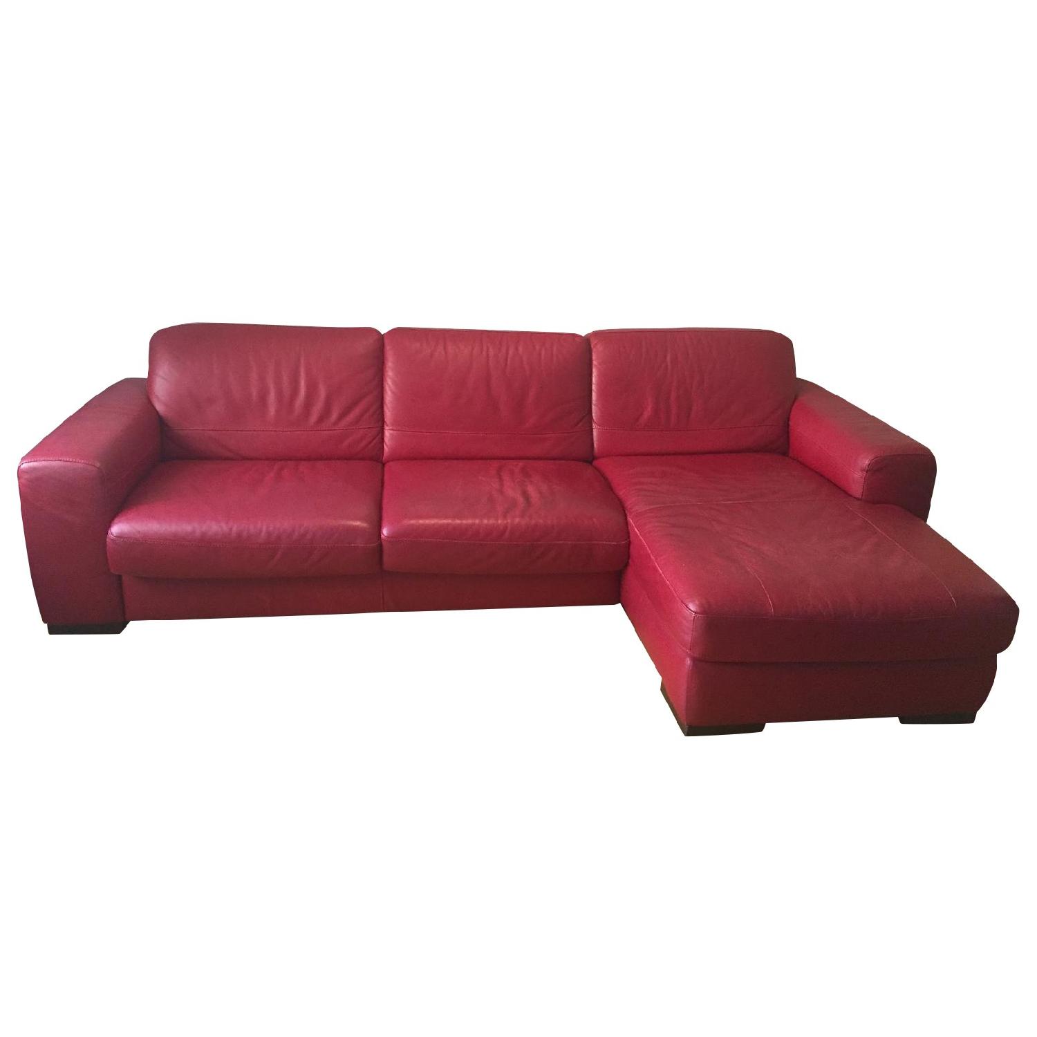 Macy's Red Leather Sleeper Sectional Sofa AptDeco