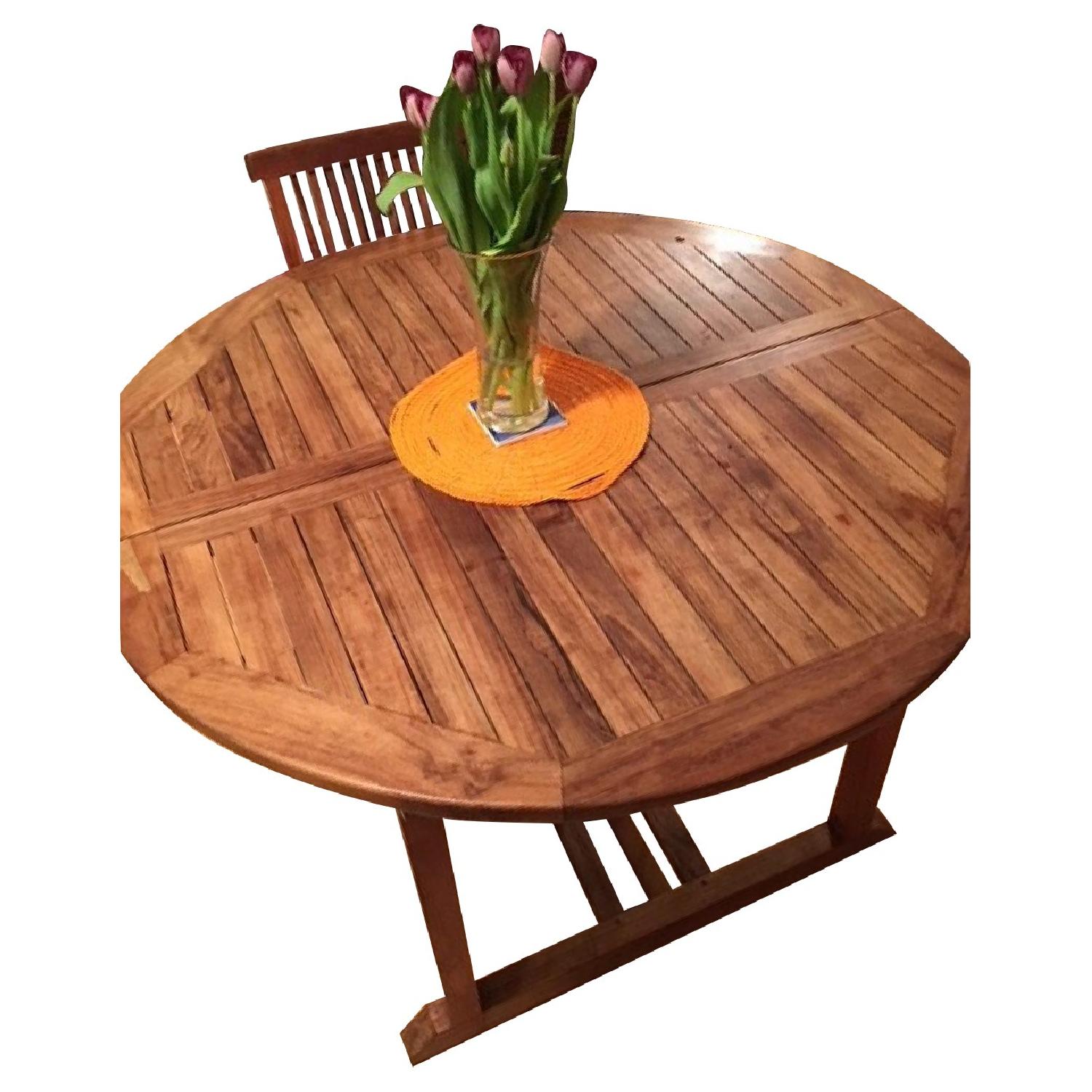 Expandable Teak Table w/ 4 Chairs - AptDeco