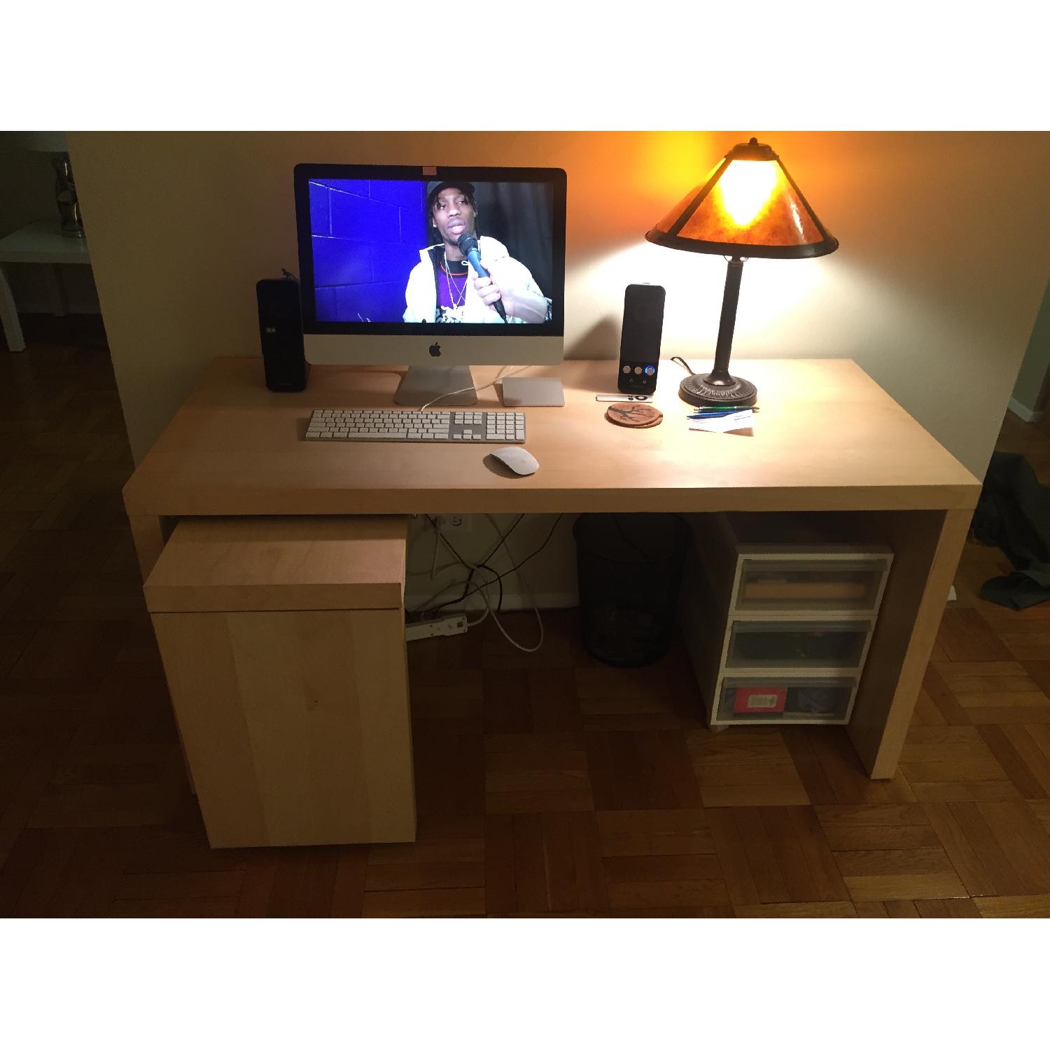 Ikea Malm Desk w/ Pull-Out In Birch Veneer - image-4