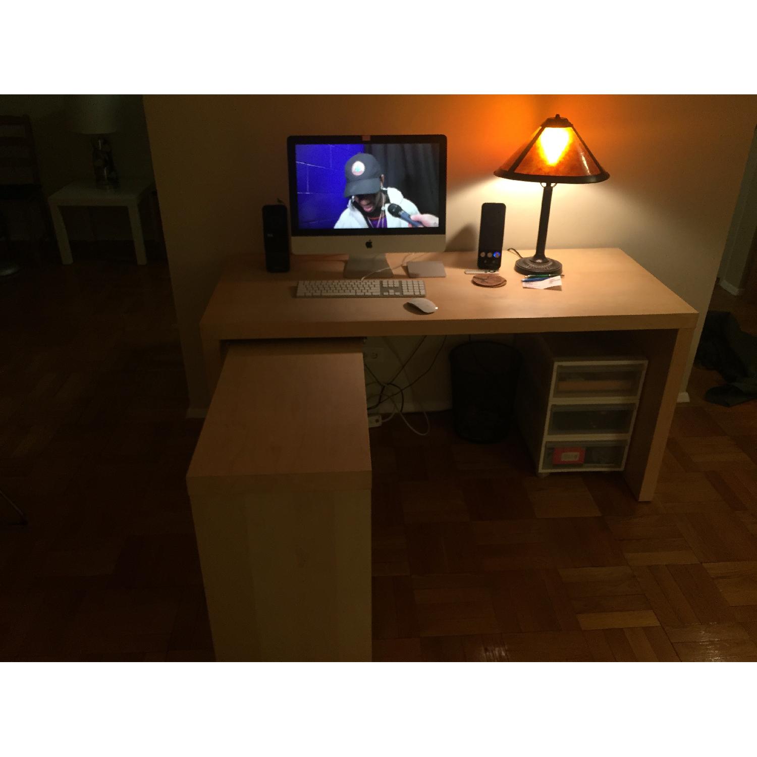 Ikea Malm Desk w/ Pull-Out In Birch Veneer - image-6