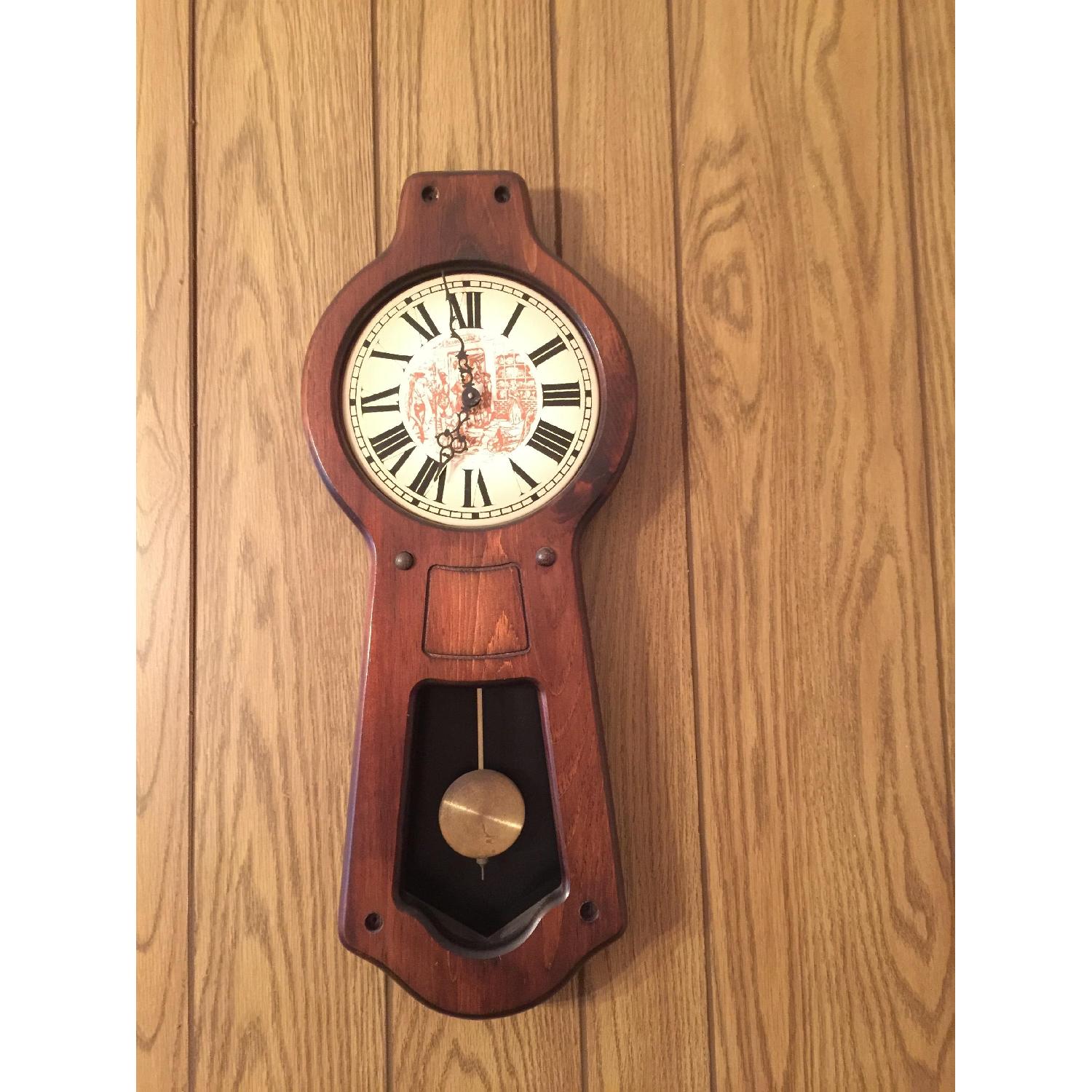 Vintage Wood Pendulum Wall Clock - image-1