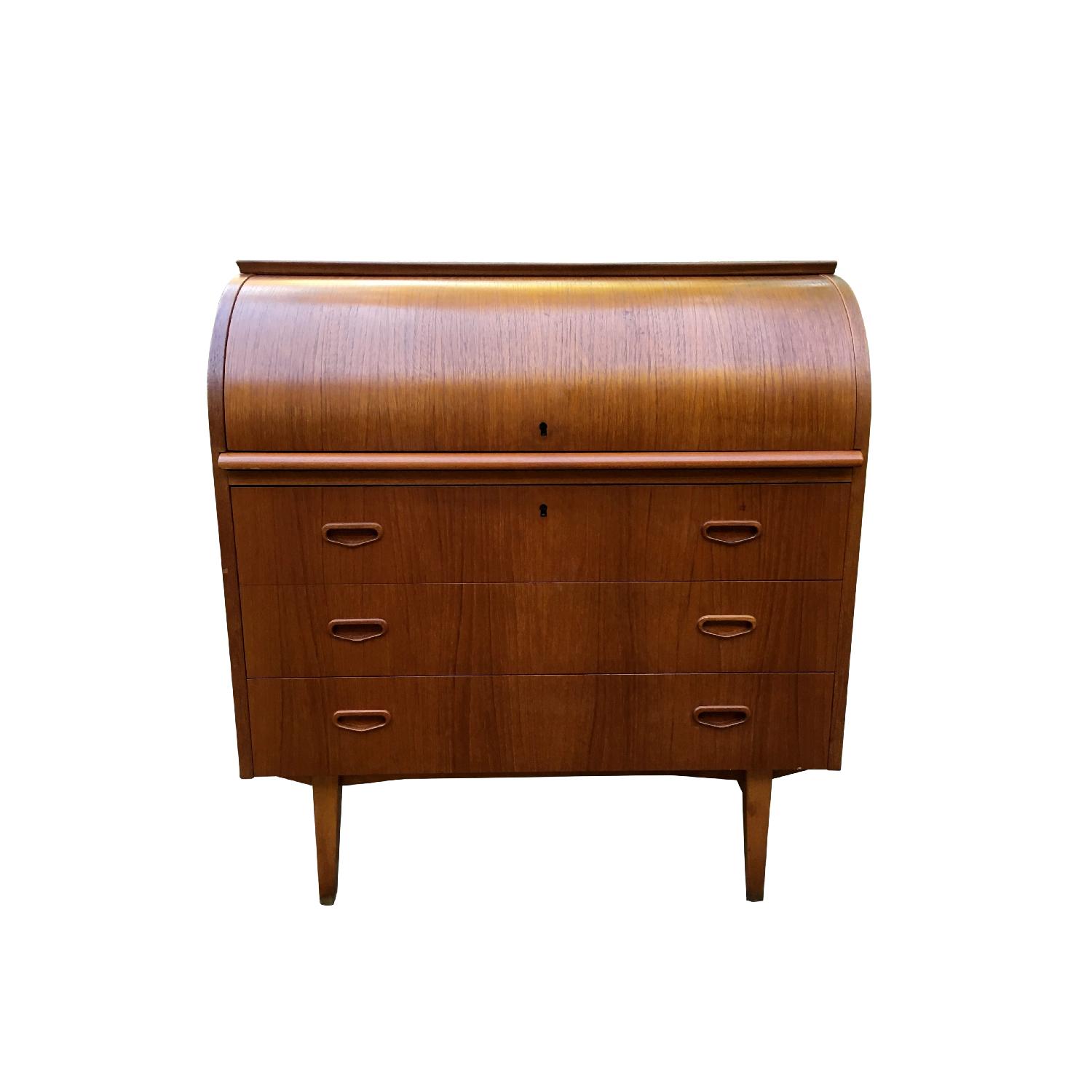 Ostergaard VIntage Mid Century Scandinavian Roll Top Desk - image-1