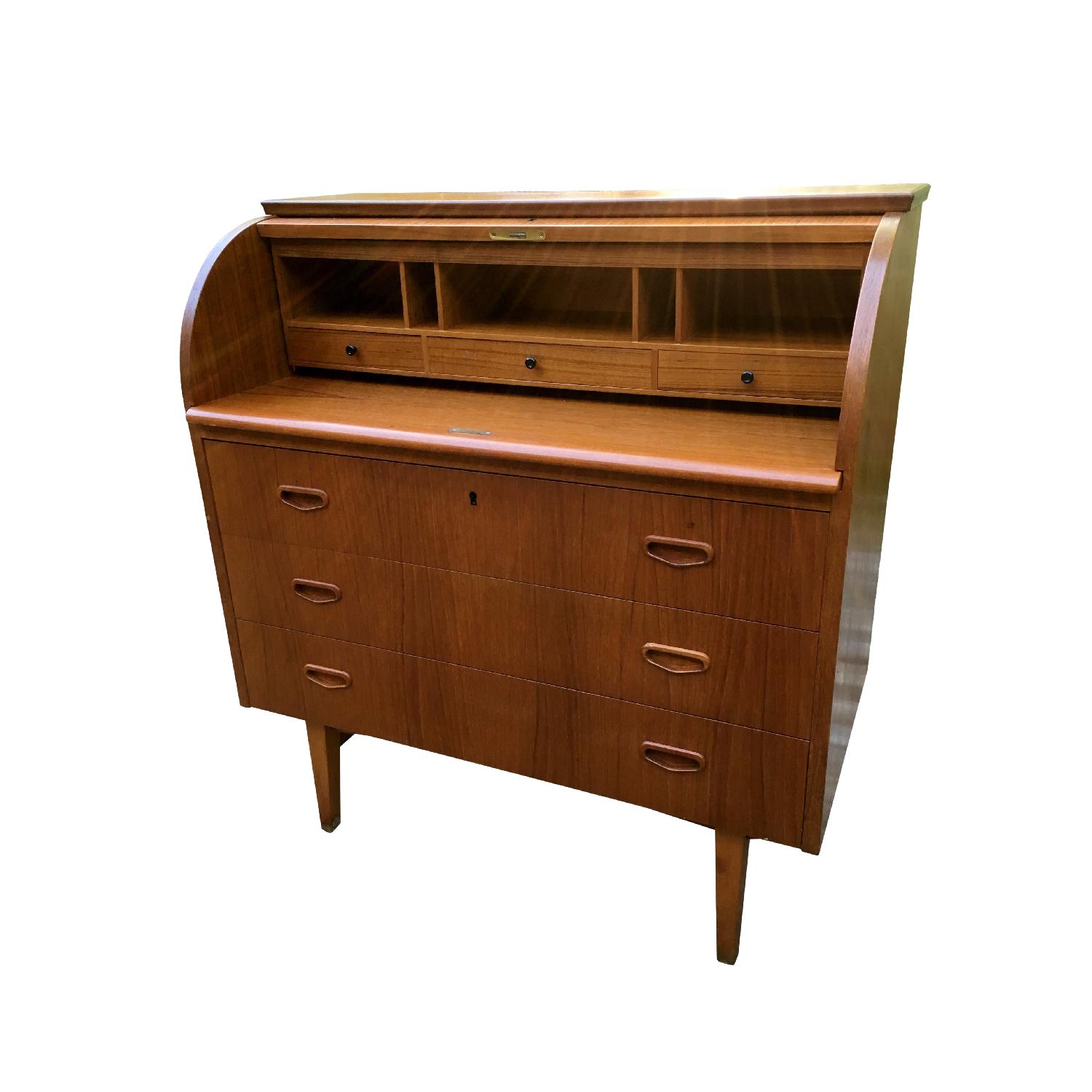 Ostergaard VIntage Mid Century Scandinavian Roll Top Desk - image-2