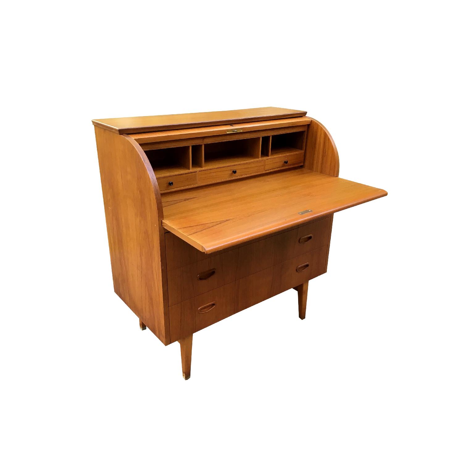 Ostergaard VIntage Mid Century Scandinavian Roll Top Desk - image-3