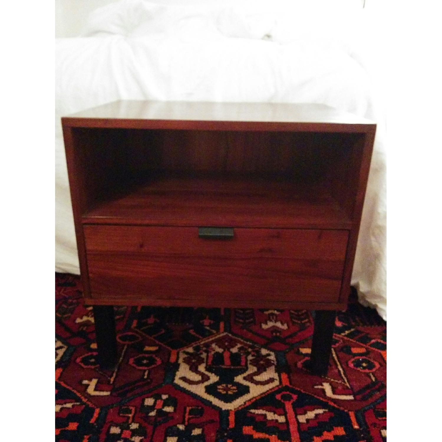 Room & Board Copenhagen Walnut 1 Drawer Nightstand w/ Natural Steel Legs & Hardware - image-1