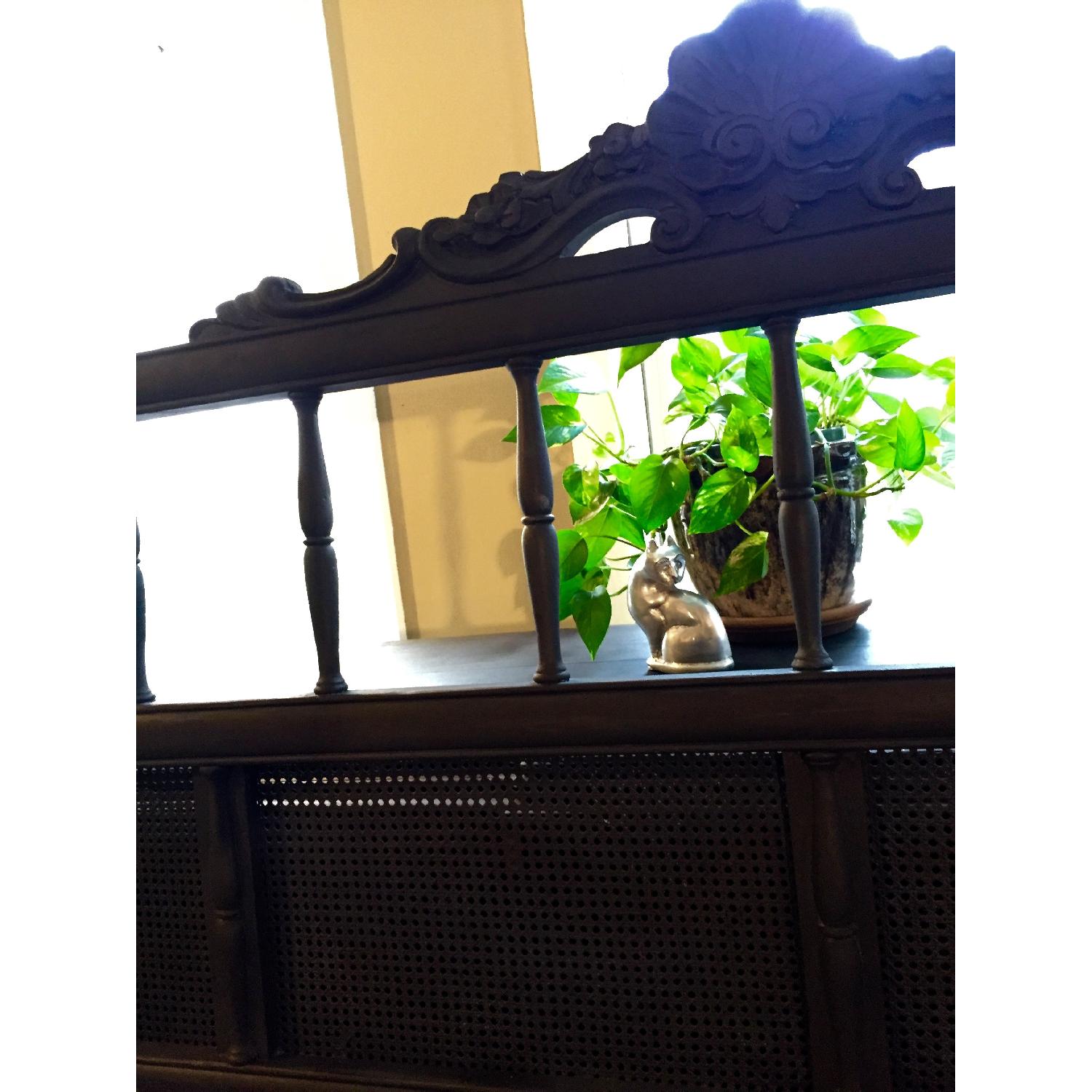 1920s Art Deco Customized Distressed Black King Headboard - image-2