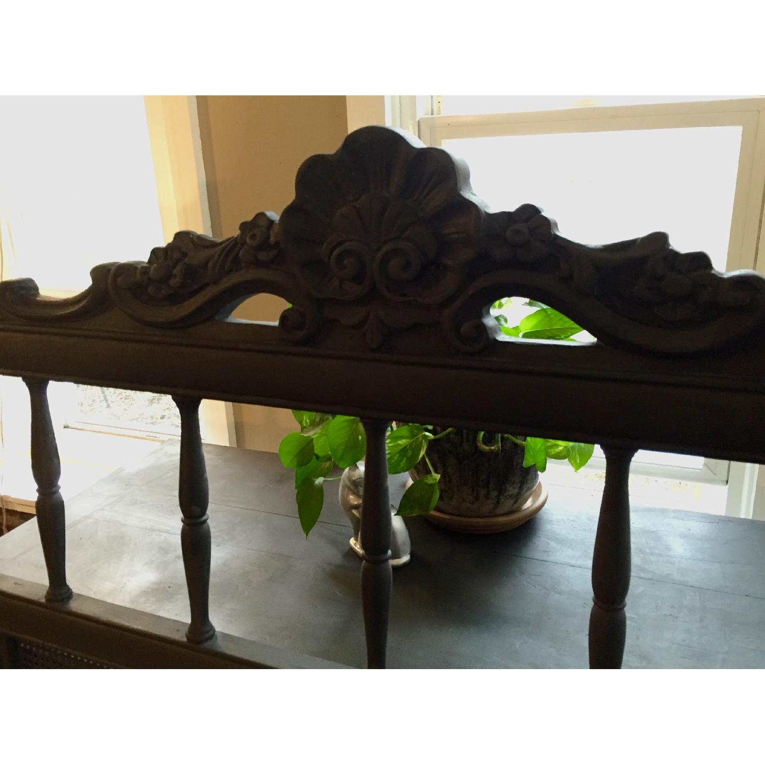 1920s Art Deco Customized Distressed Black King Headboard - image-4