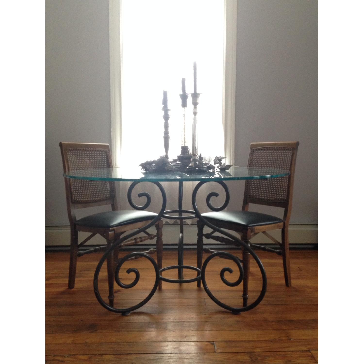 Iron Base Dining Table with Round Glass Top - image-1