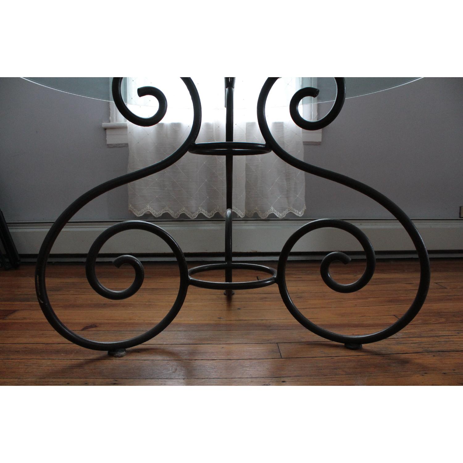 Iron Base Dining Table with Round Glass Top - image-3