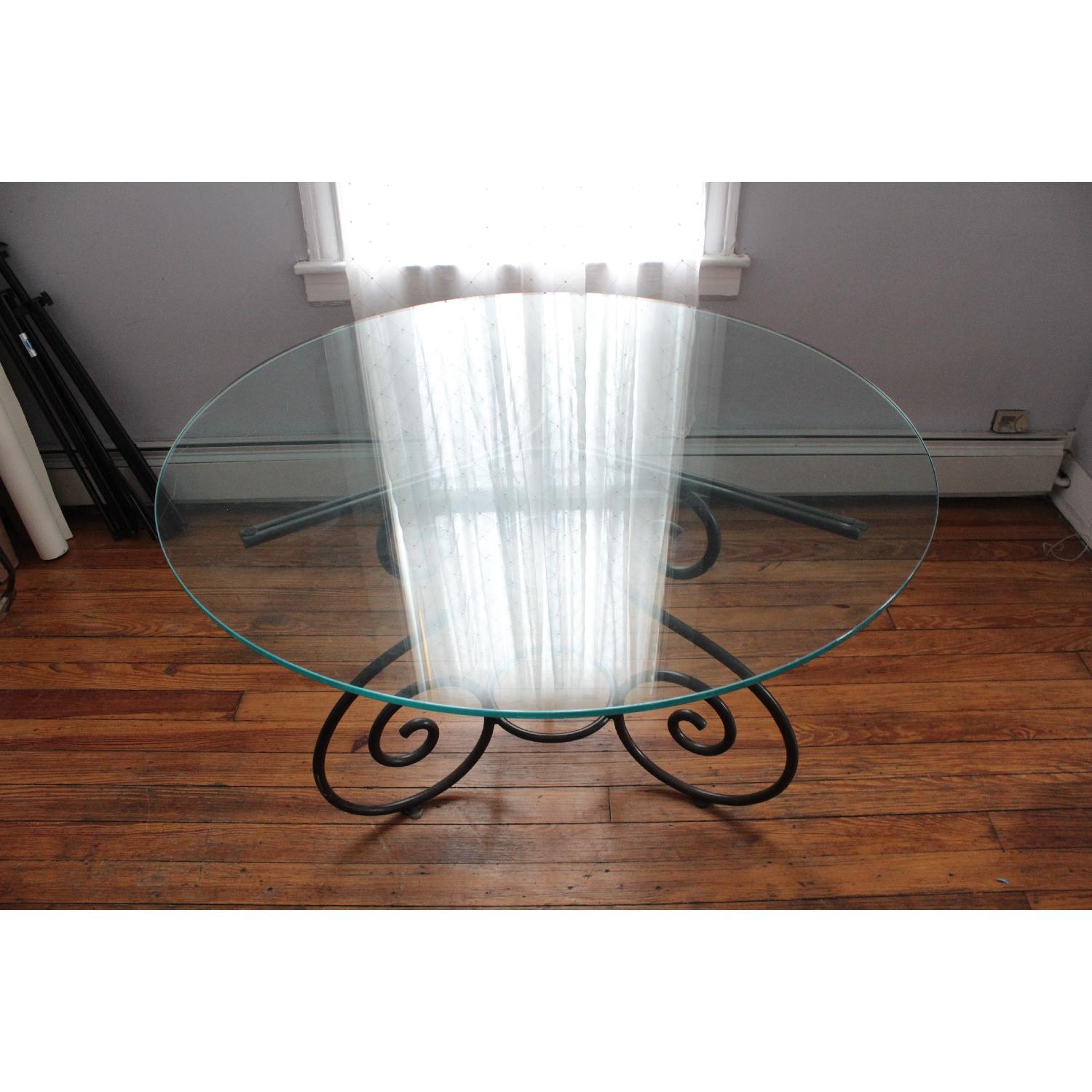 Iron Base Dining Table with Round Glass Top - image-4