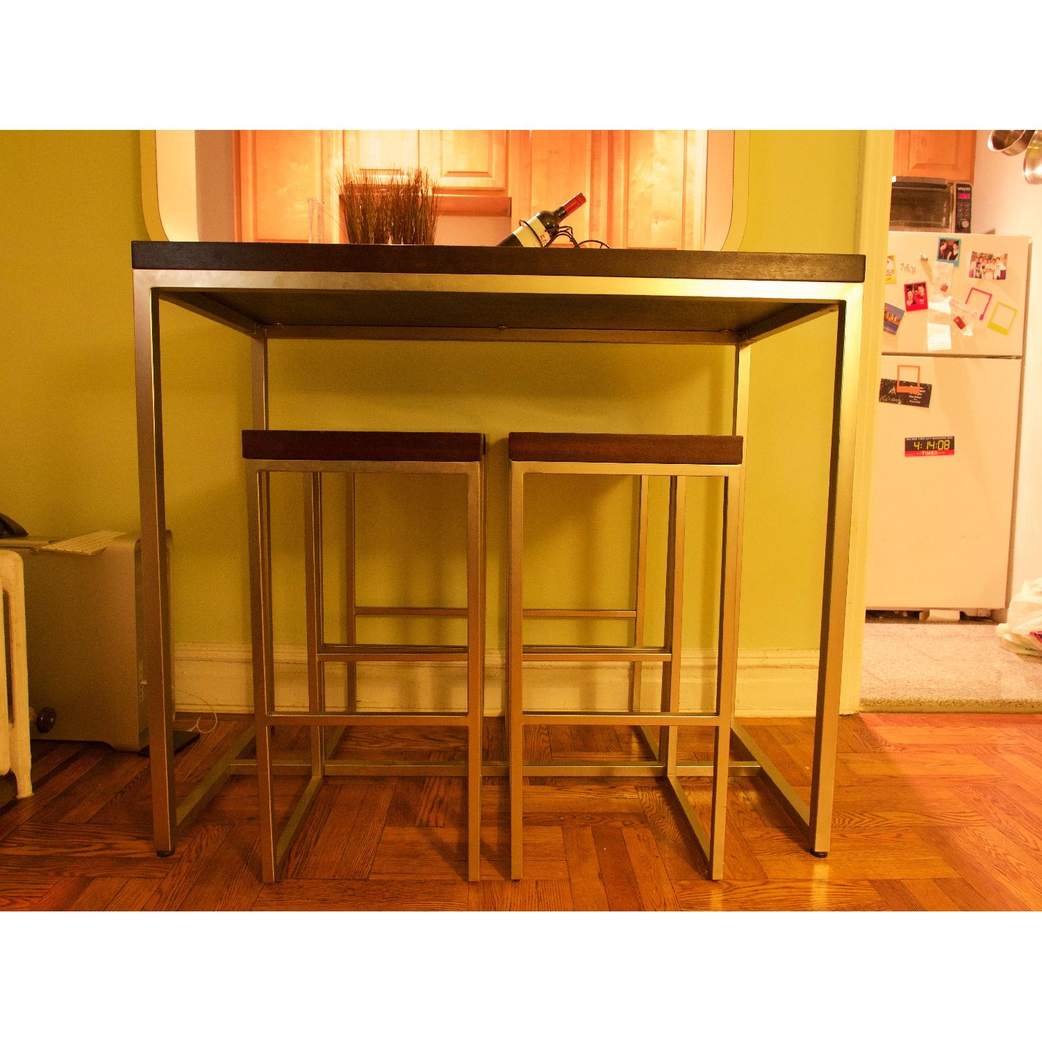 Crate & Barrel Counter Height Dining Table w/ 4 Stools - image-1